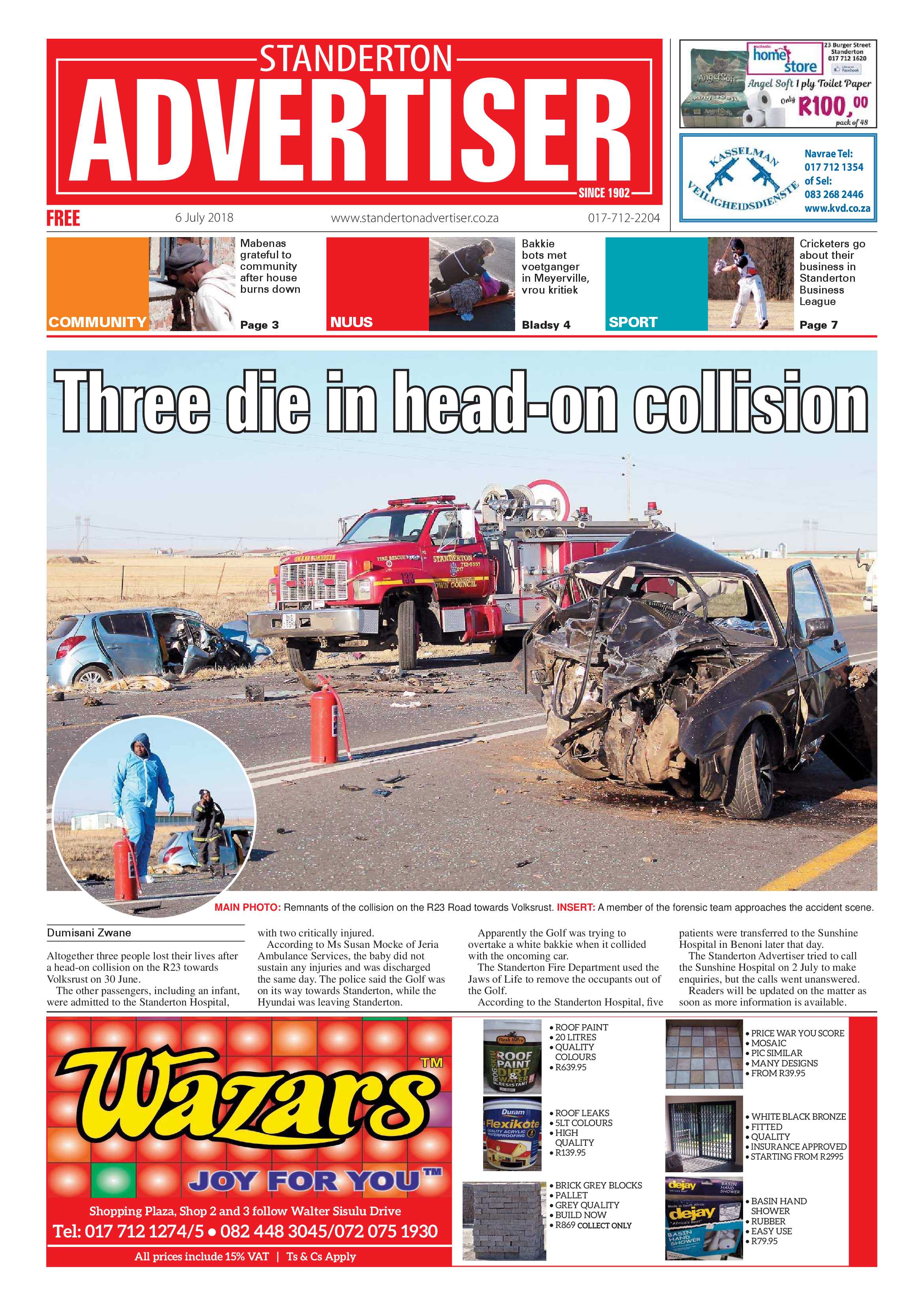 Standerton Advertiser 3 July 2018 page 1