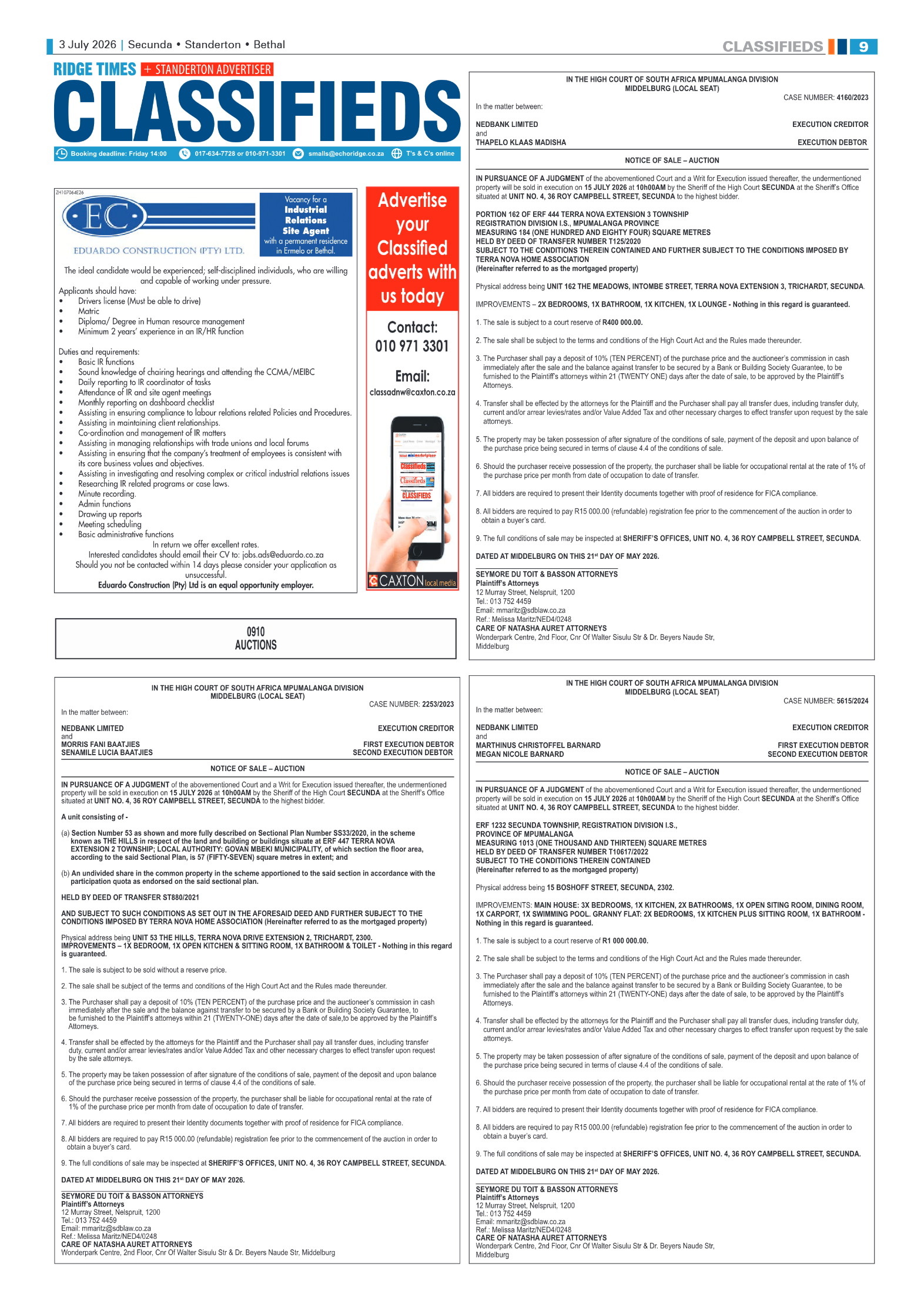 Standerton Advertiser 3 July 2026 page 9