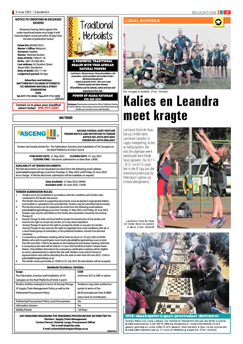 Standerton Advertiser 3 June 2022 page 7