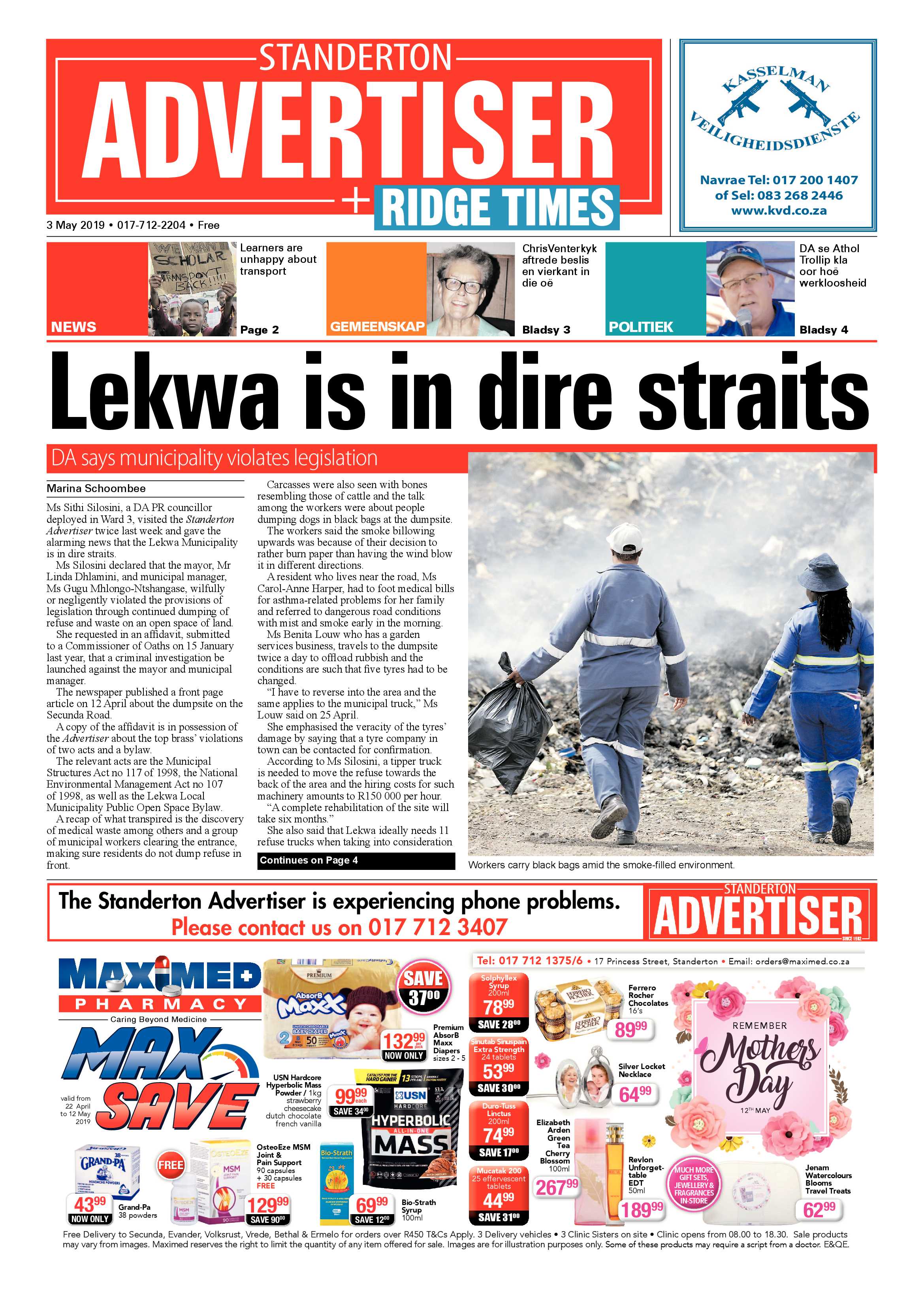 Standerton Advertiser 3 May 2019 page 1