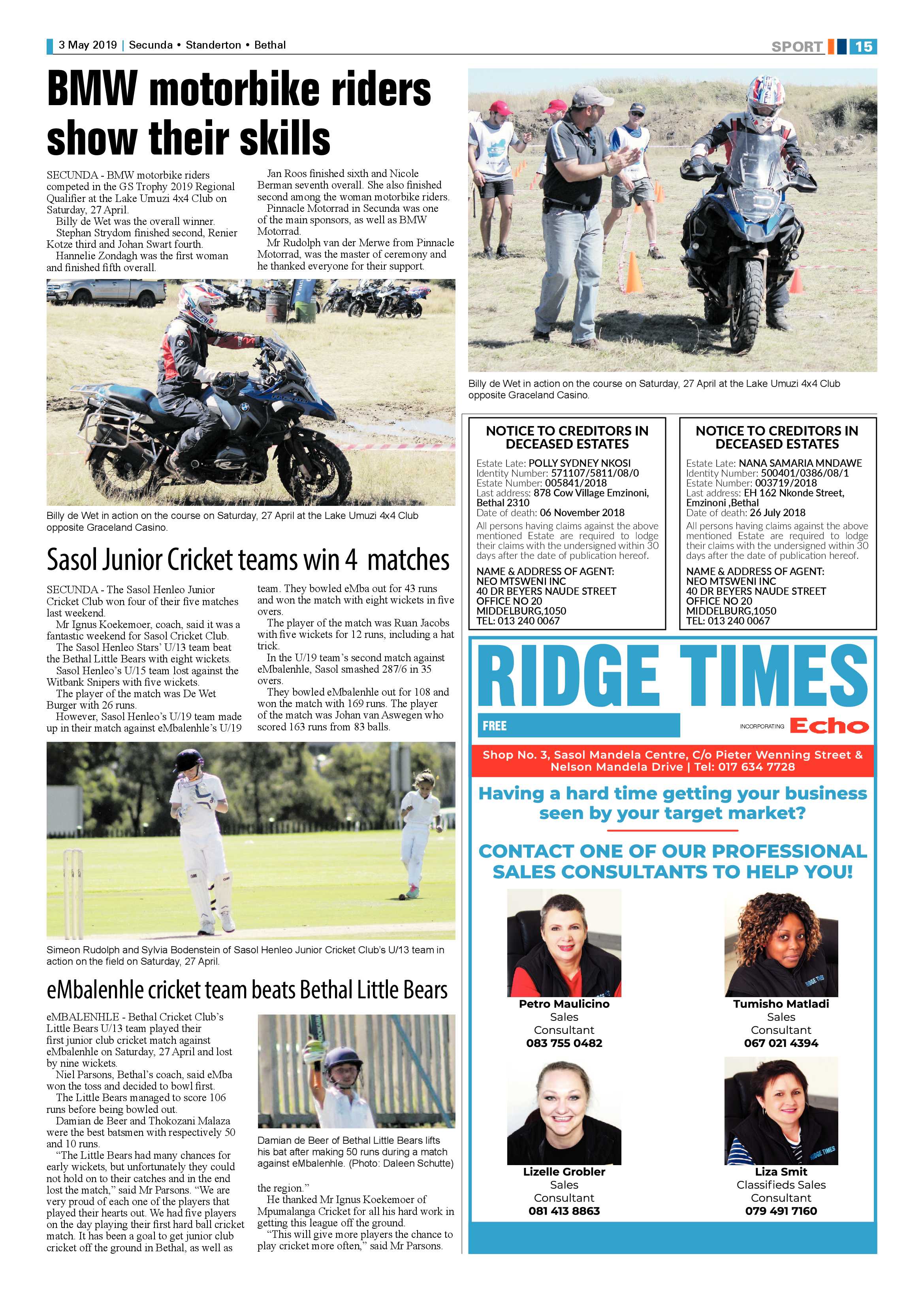 Standerton Advertiser 3 May 2019 page 19