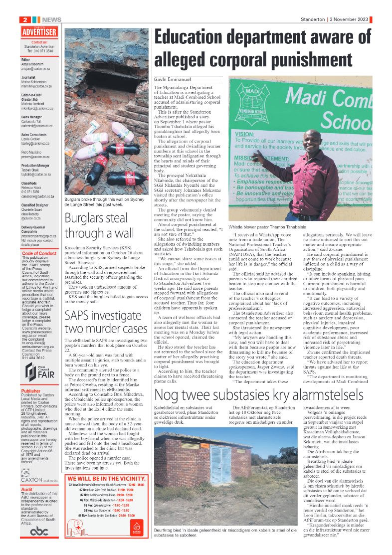 Standerton Advertiser 3 November 2023 page 2