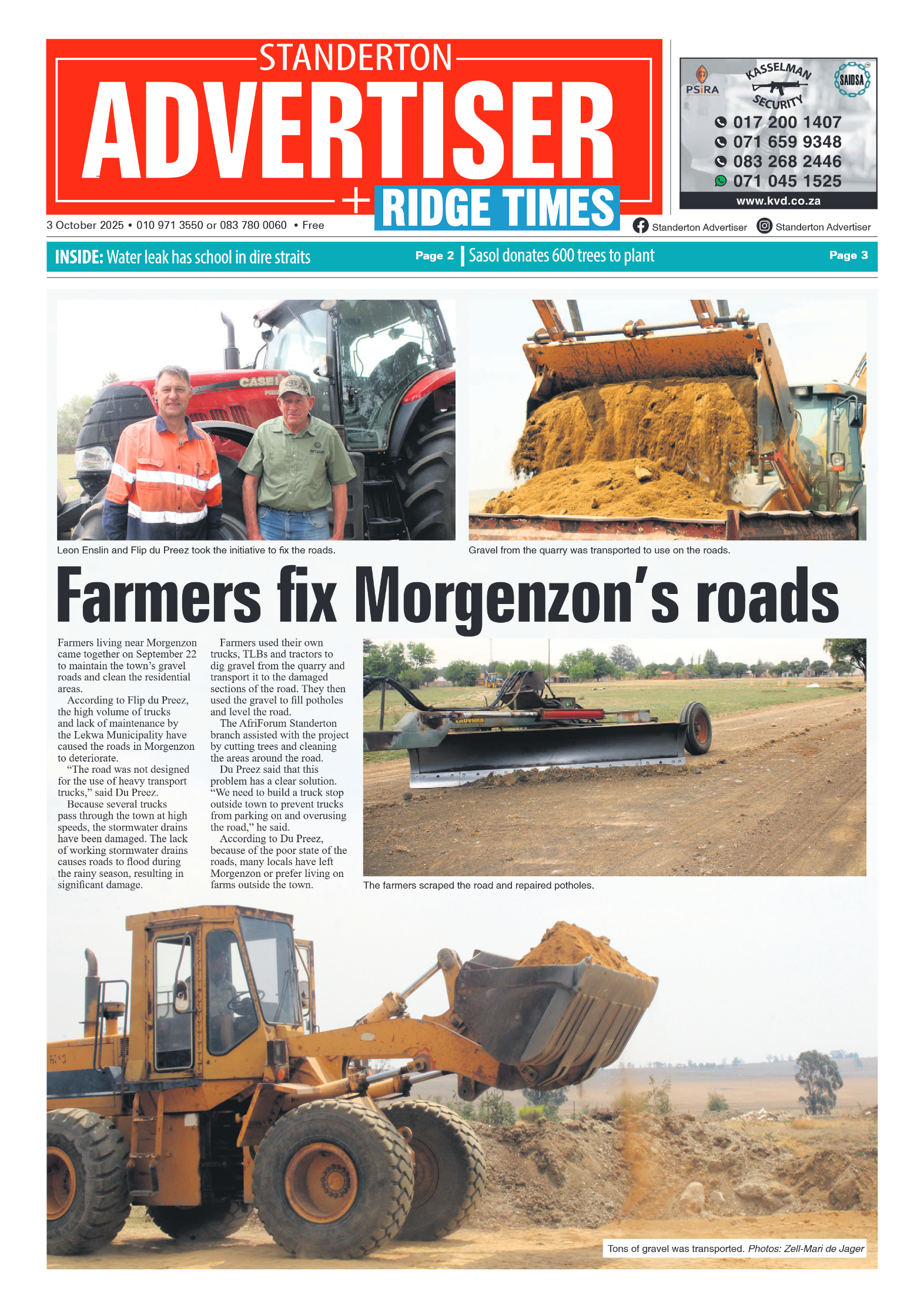 Standerton Advertiser 3 October 2025 page 1