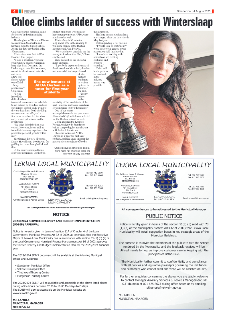 Standerton Advertiser 4 August 2023 page 4