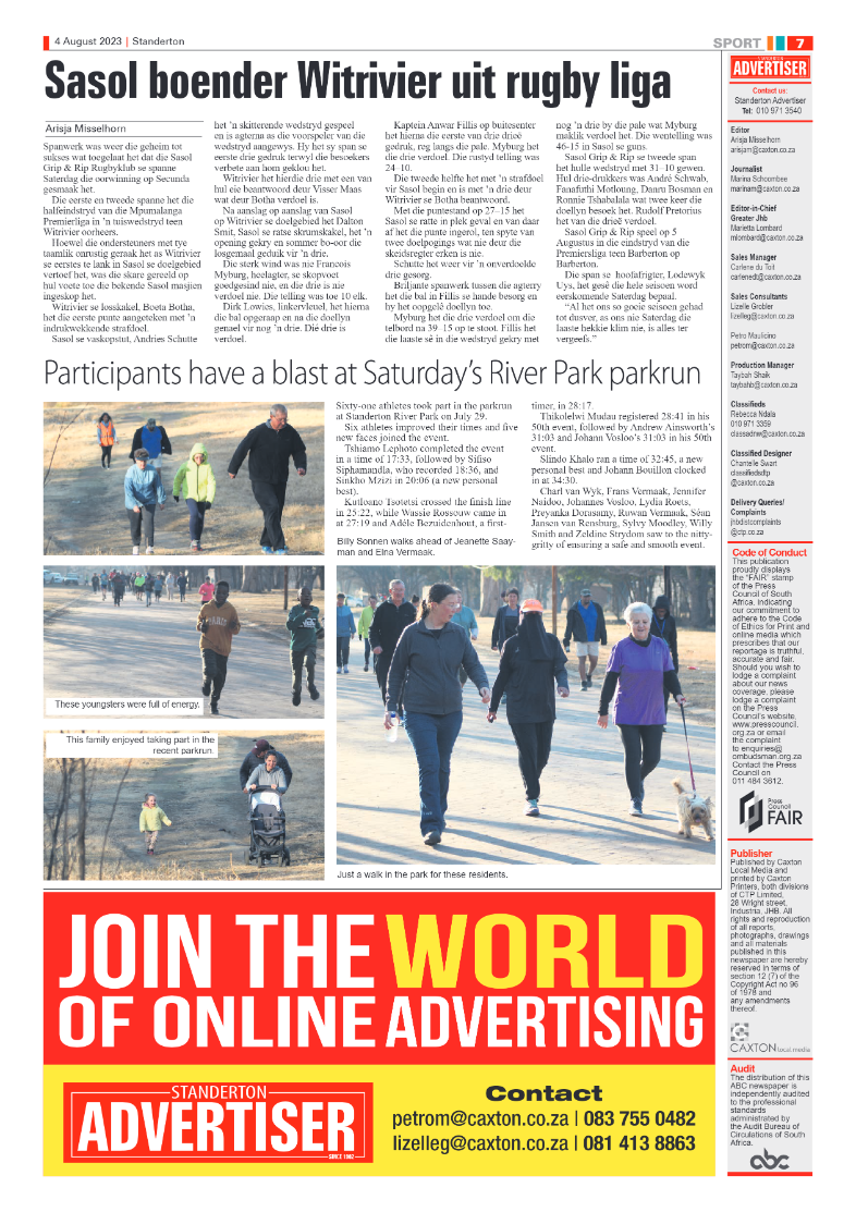 Standerton Advertiser 4 August 2023 page 7