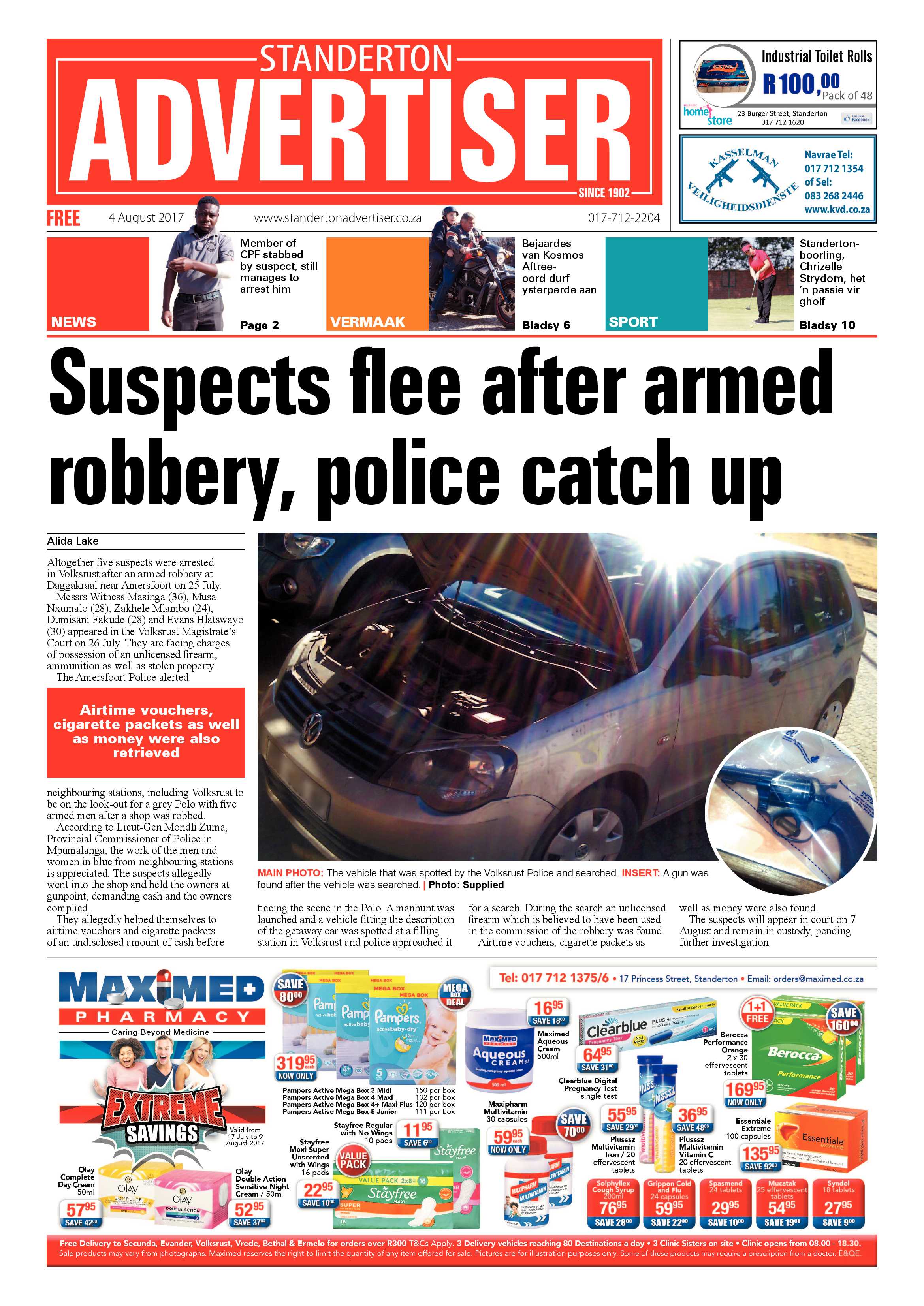 Standerton Advertiser 4 Augustus 2017 page 1