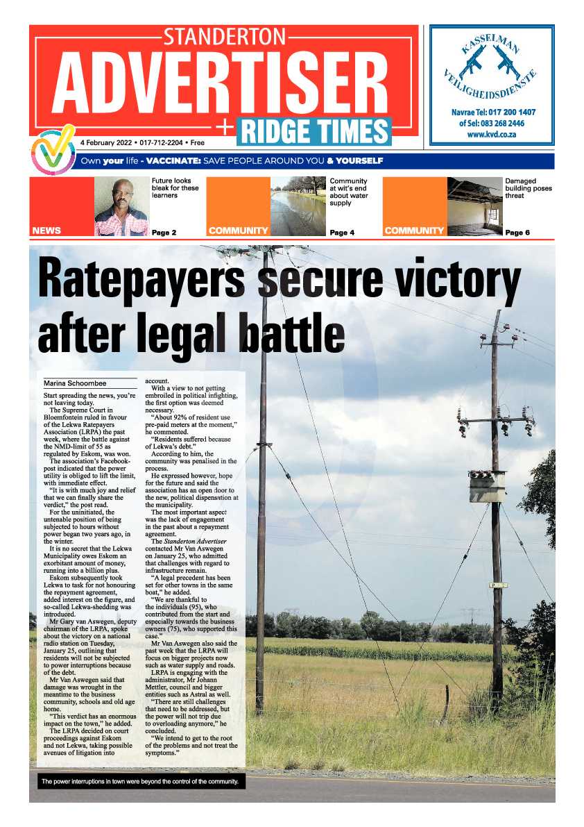 Standerton Advertiser 4 February 2022 page 1