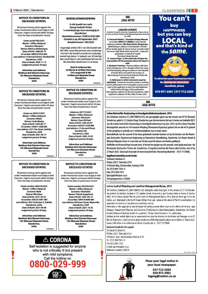 Standerton Advertiser 4 March 2022 page 7