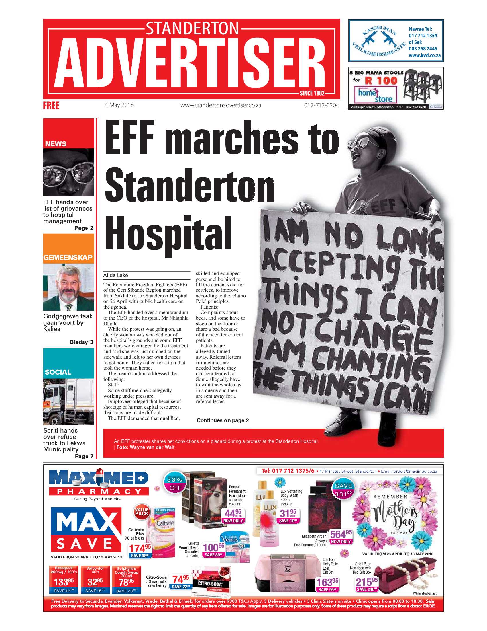 Standerton Advertiser 4 May 2018 page 1