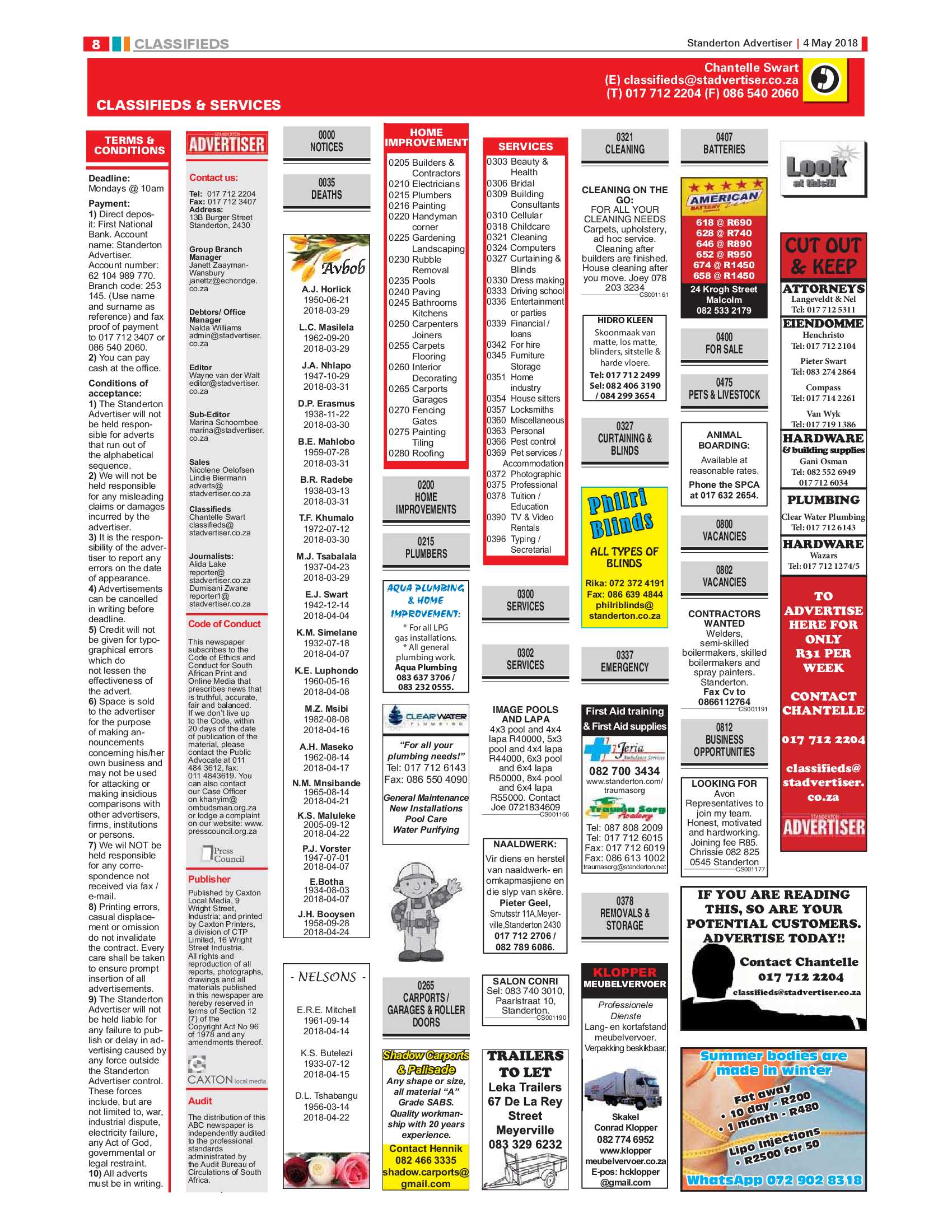 Standerton Advertiser 4 May 2018 page 8