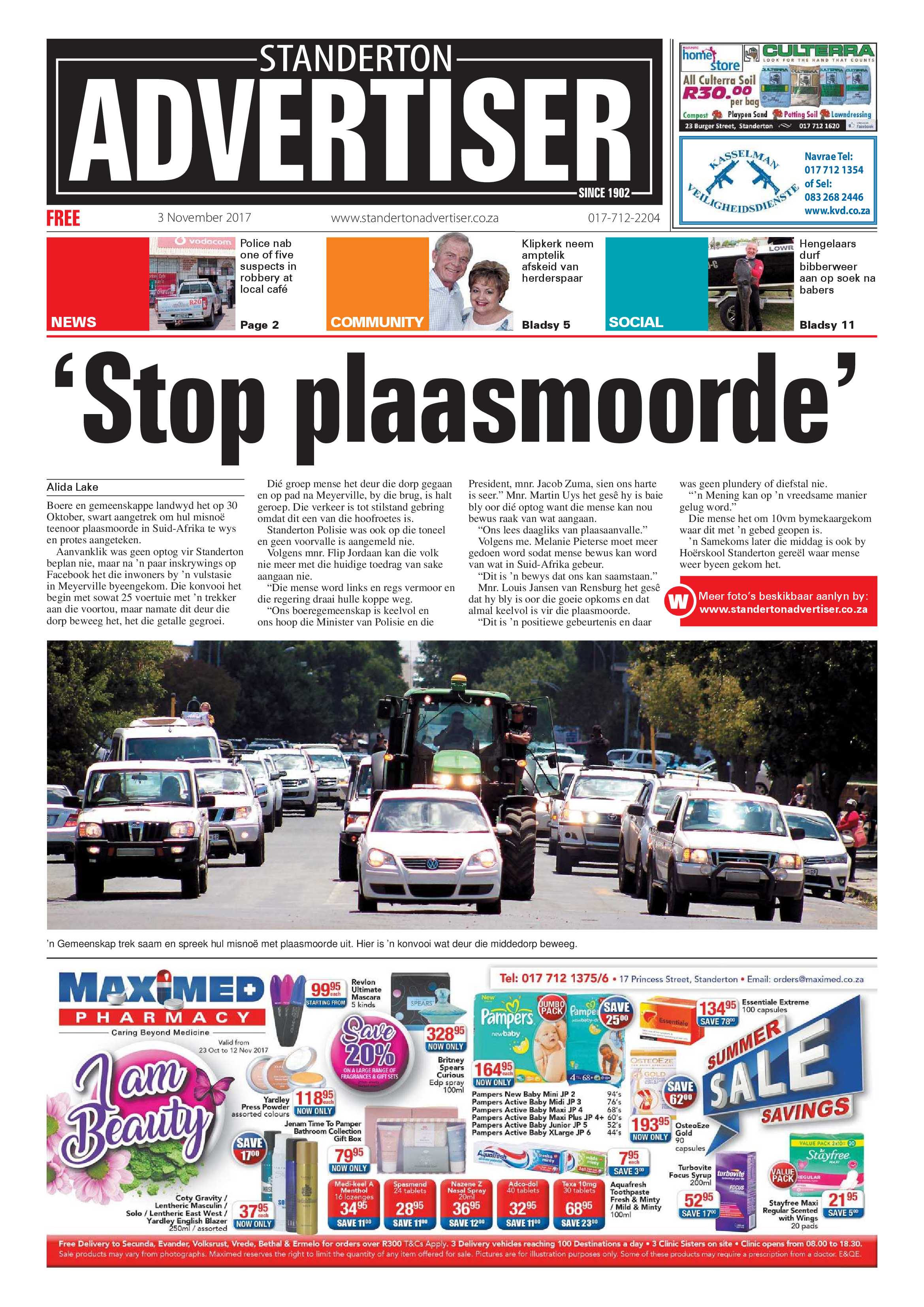 Standerton Advertiser 3 November 2017 page 1