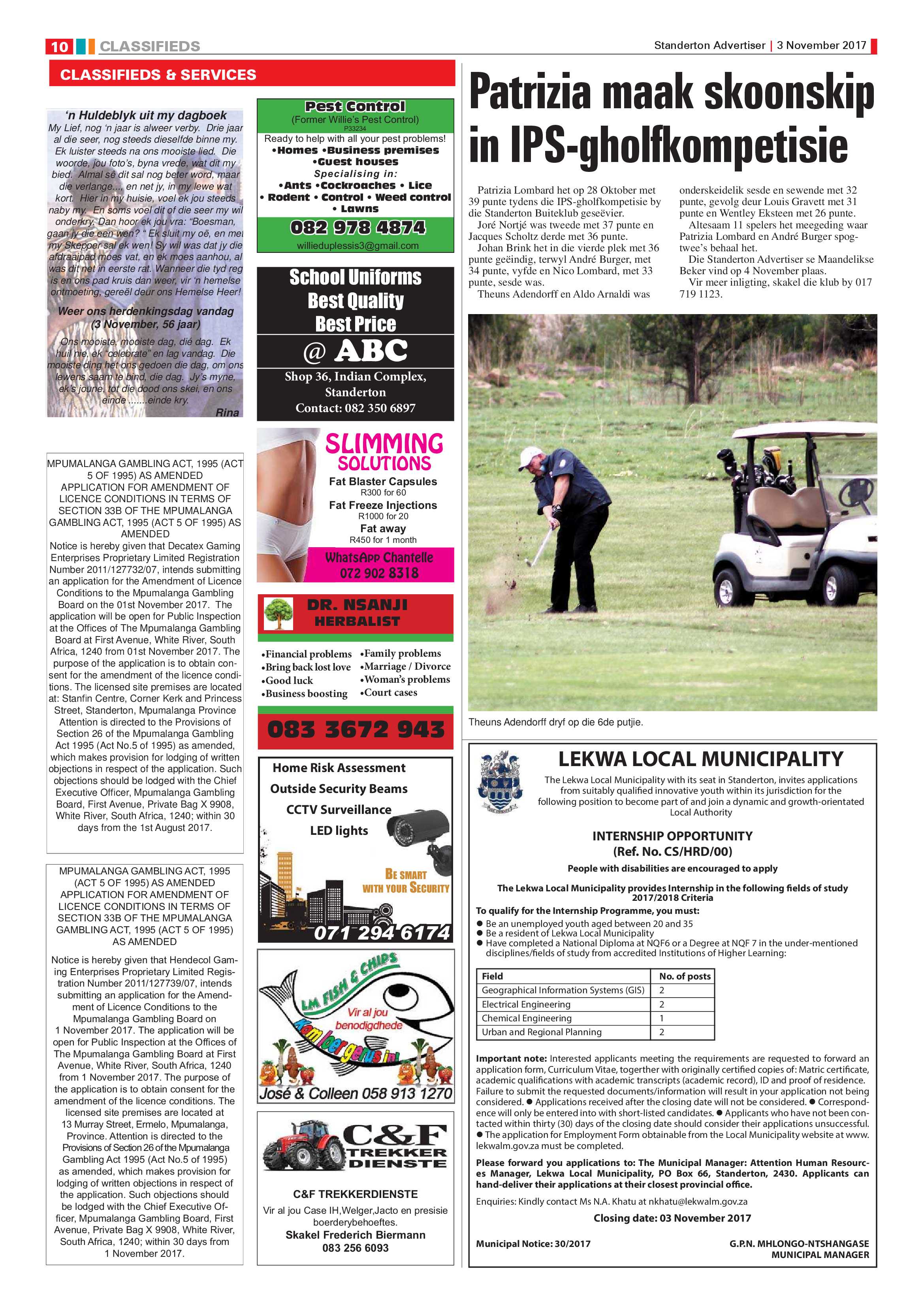 Standerton Advertiser 3 November 2017 page 10