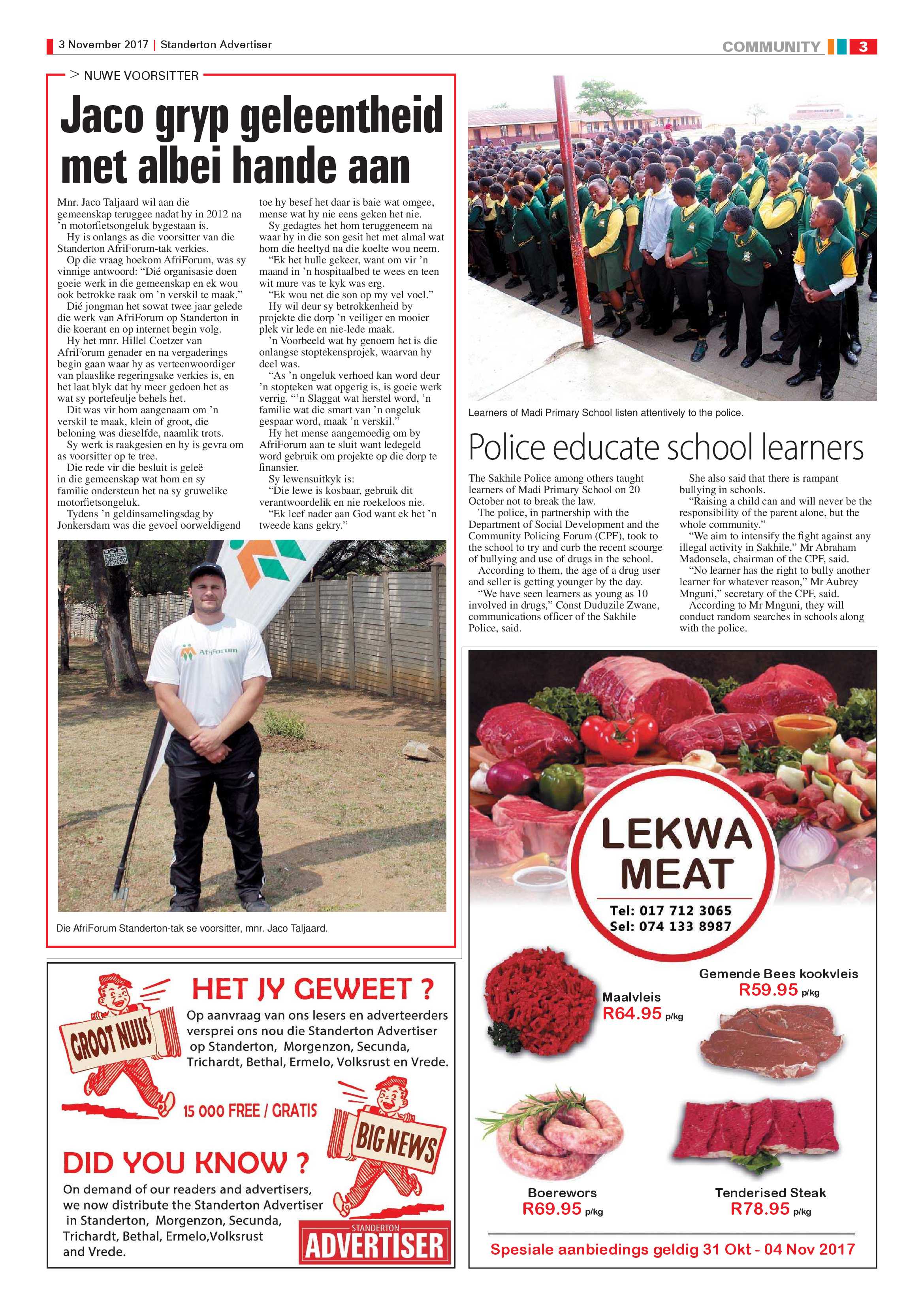 Standerton Advertiser 3 November 2017 page 3