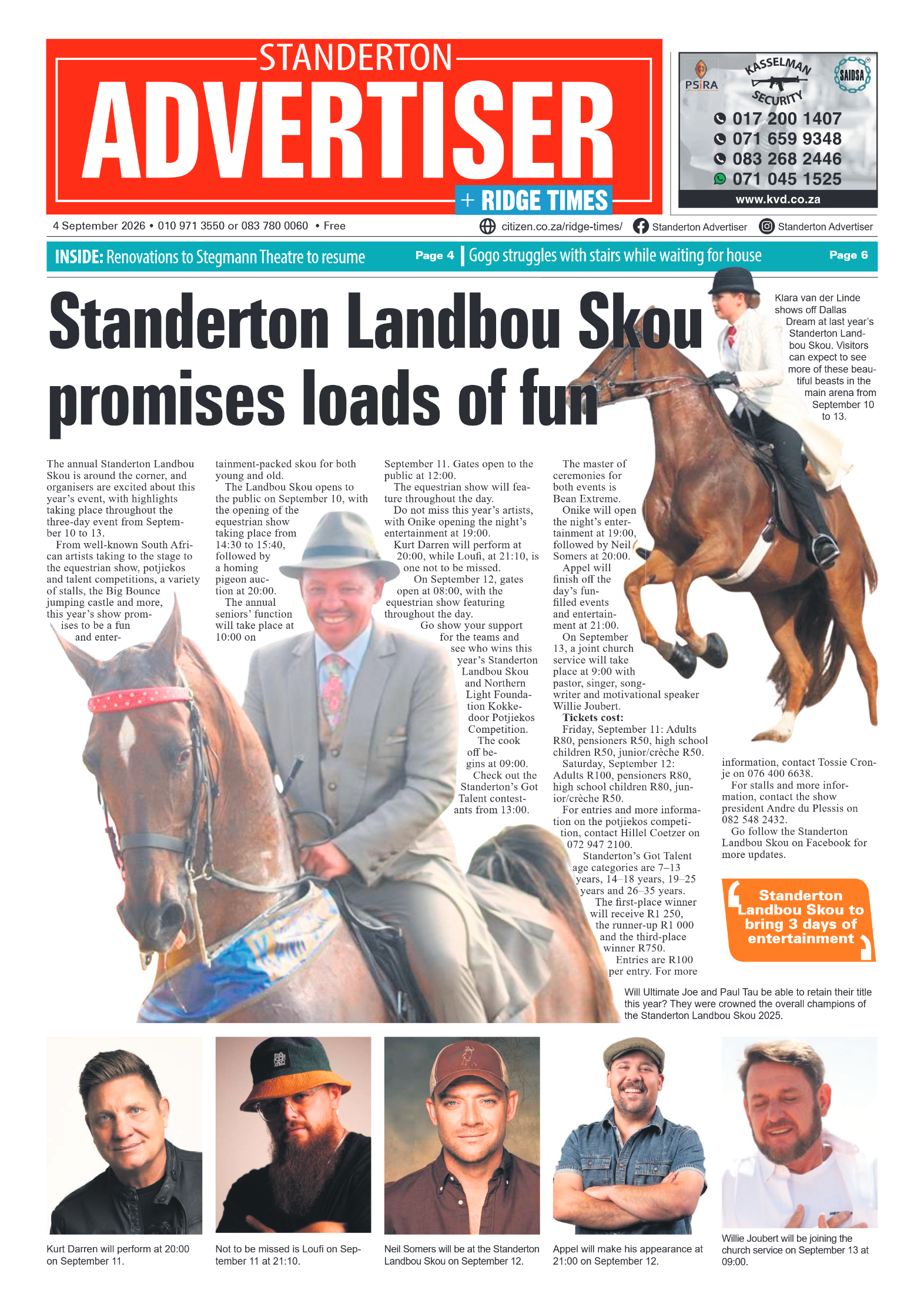 Standerton Advertiser 4 September 2026 page 1