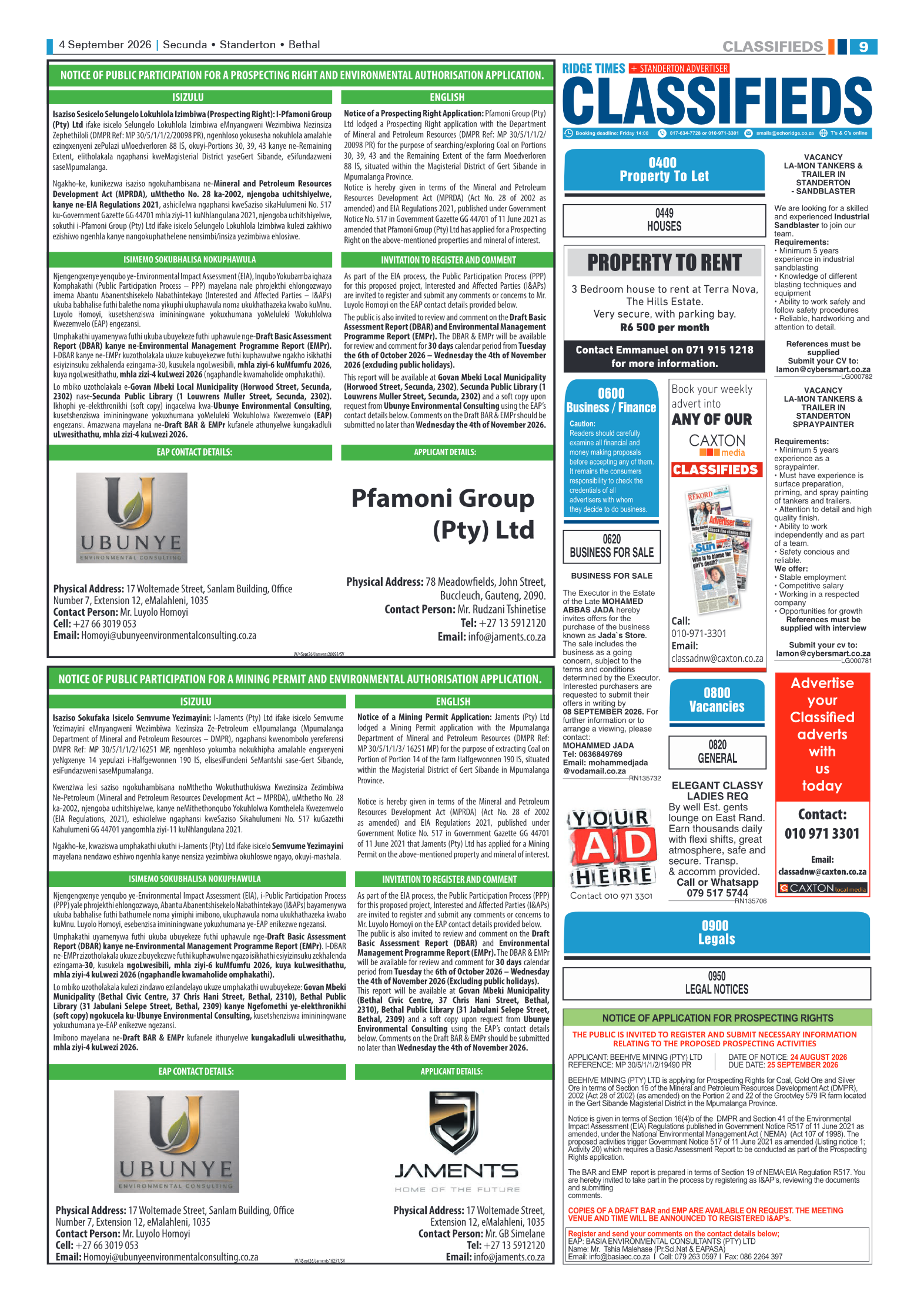Standerton Advertiser 4 September 2026 page 9
