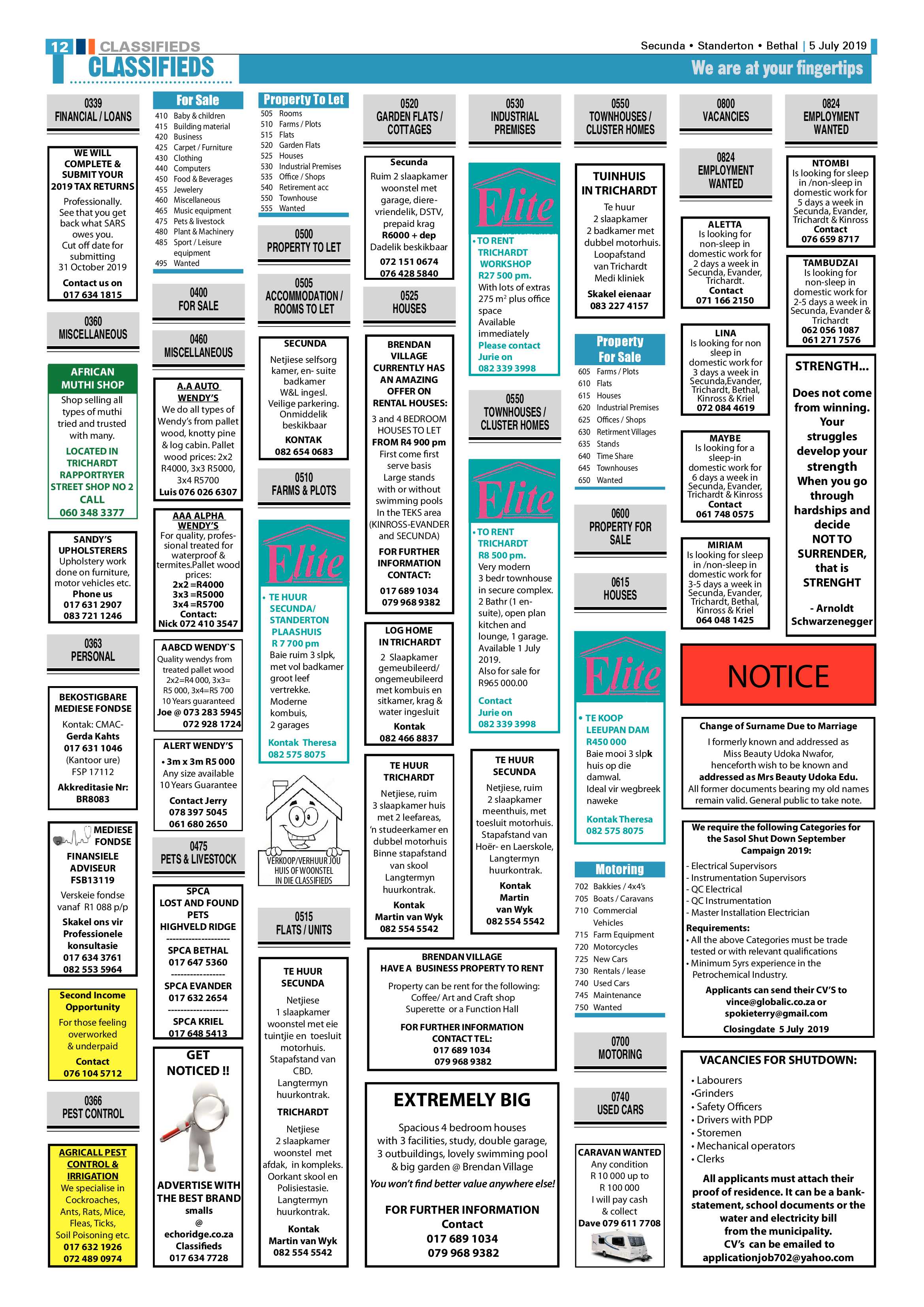 Standerton Advertiser 5 July 2019 page 16