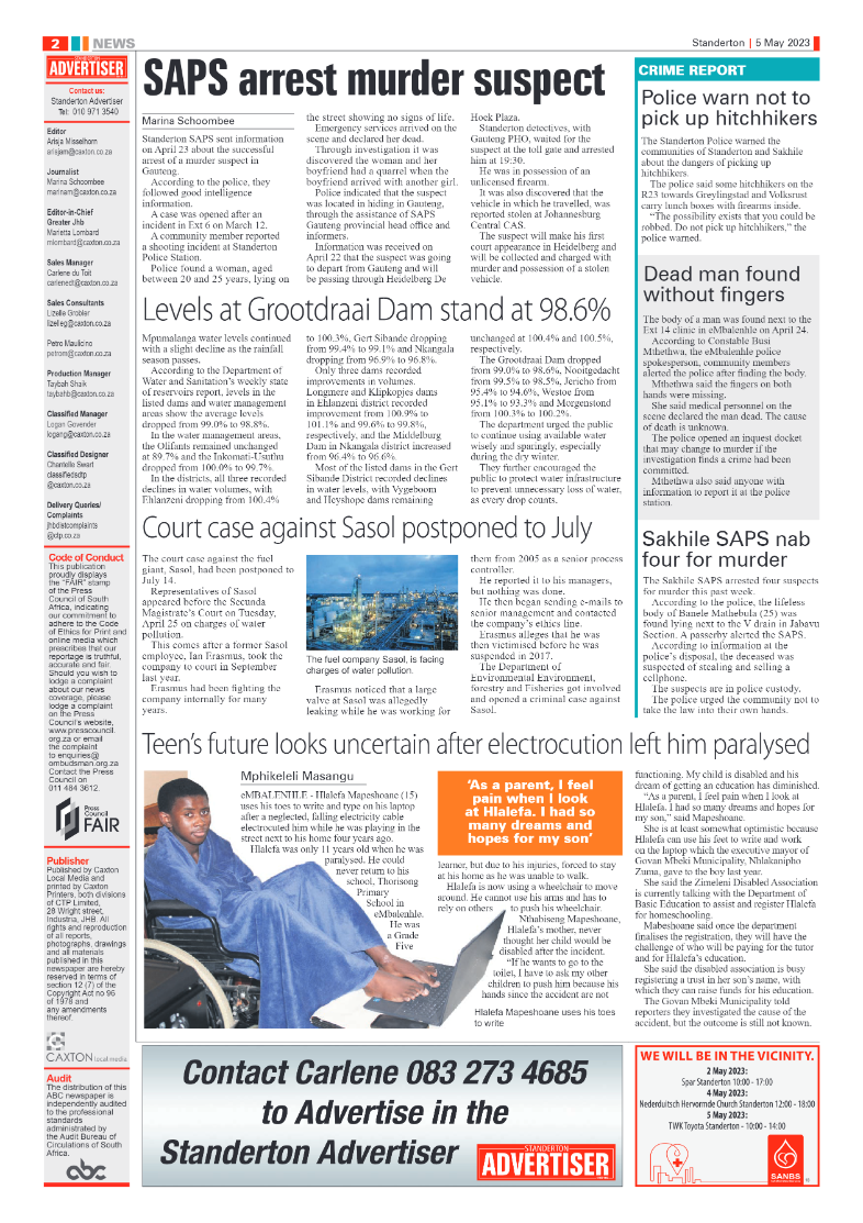 Standerton Advertiser 5 May 2023 page 2