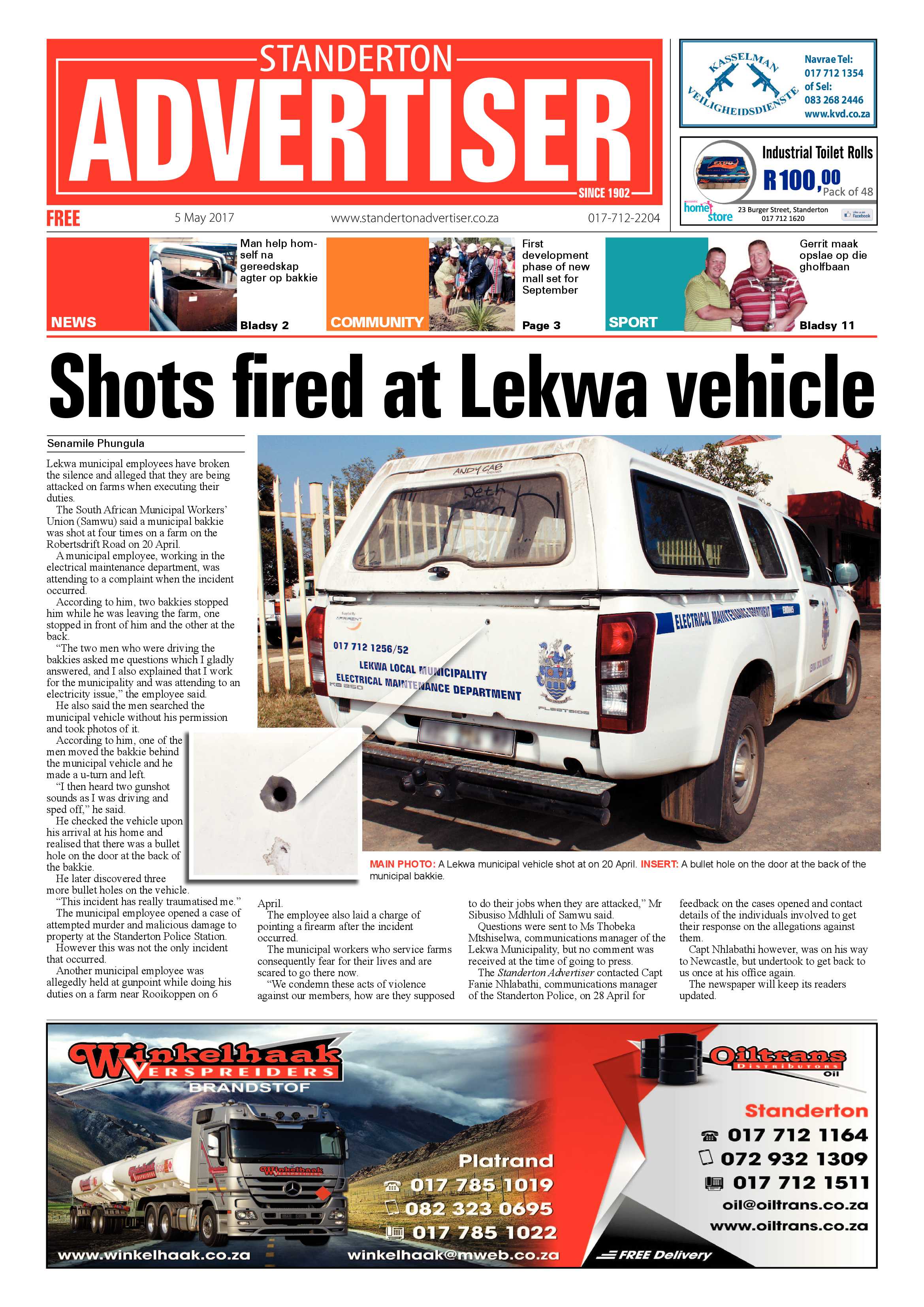 Standerton Advertiser 5 May 2017 page 1