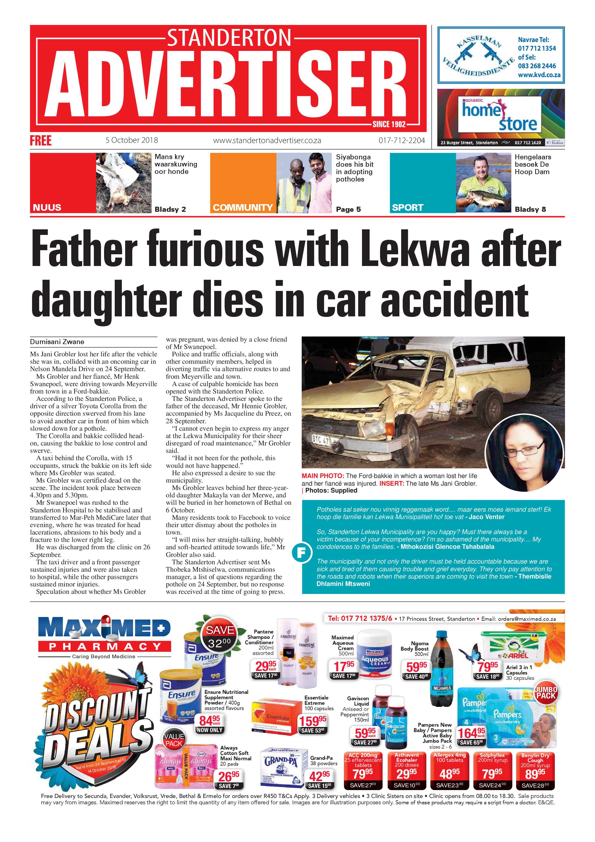 Standerton Advertiser 5 October 2018 page 1