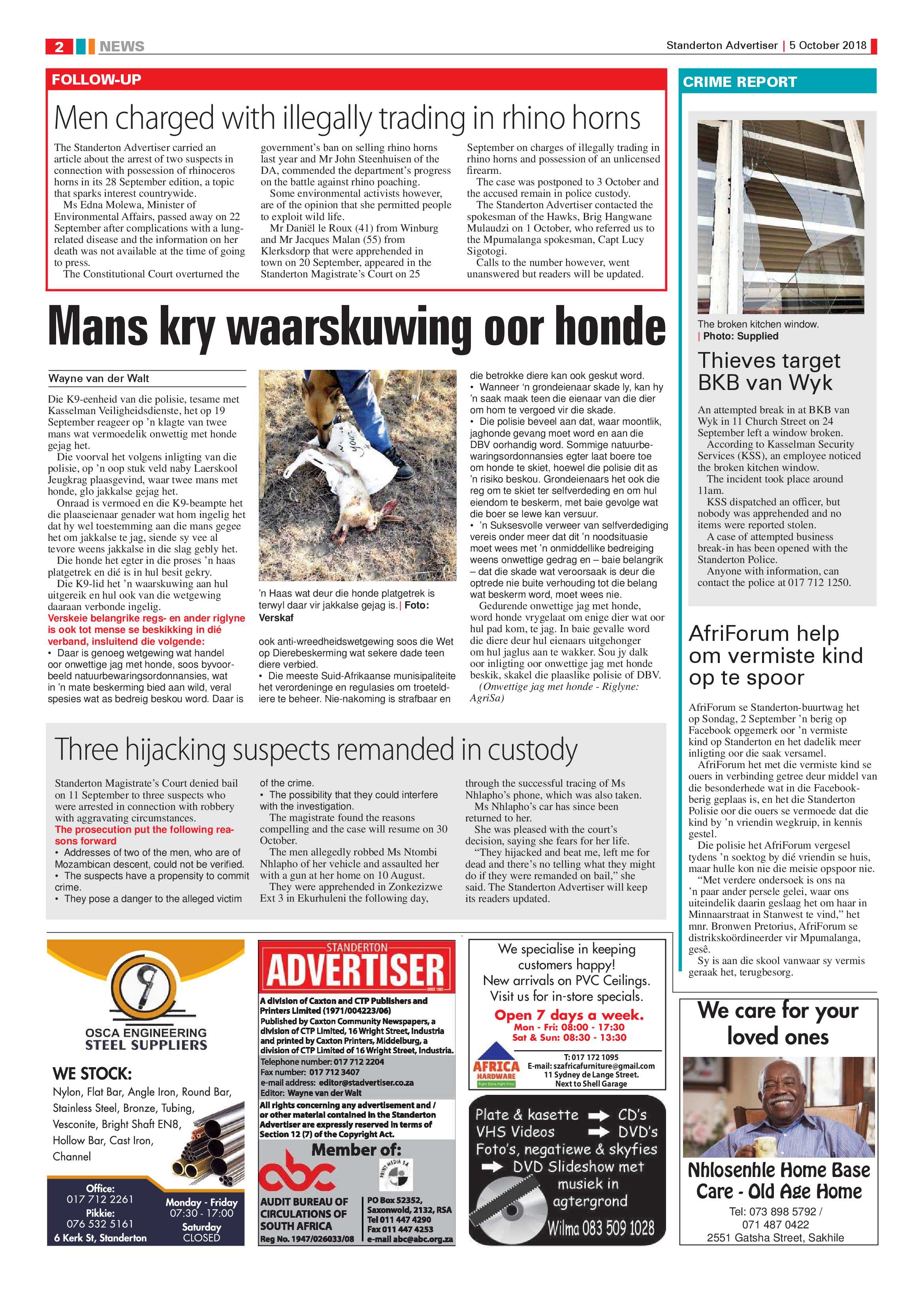 Standerton Advertiser 5 October 2018 page 2