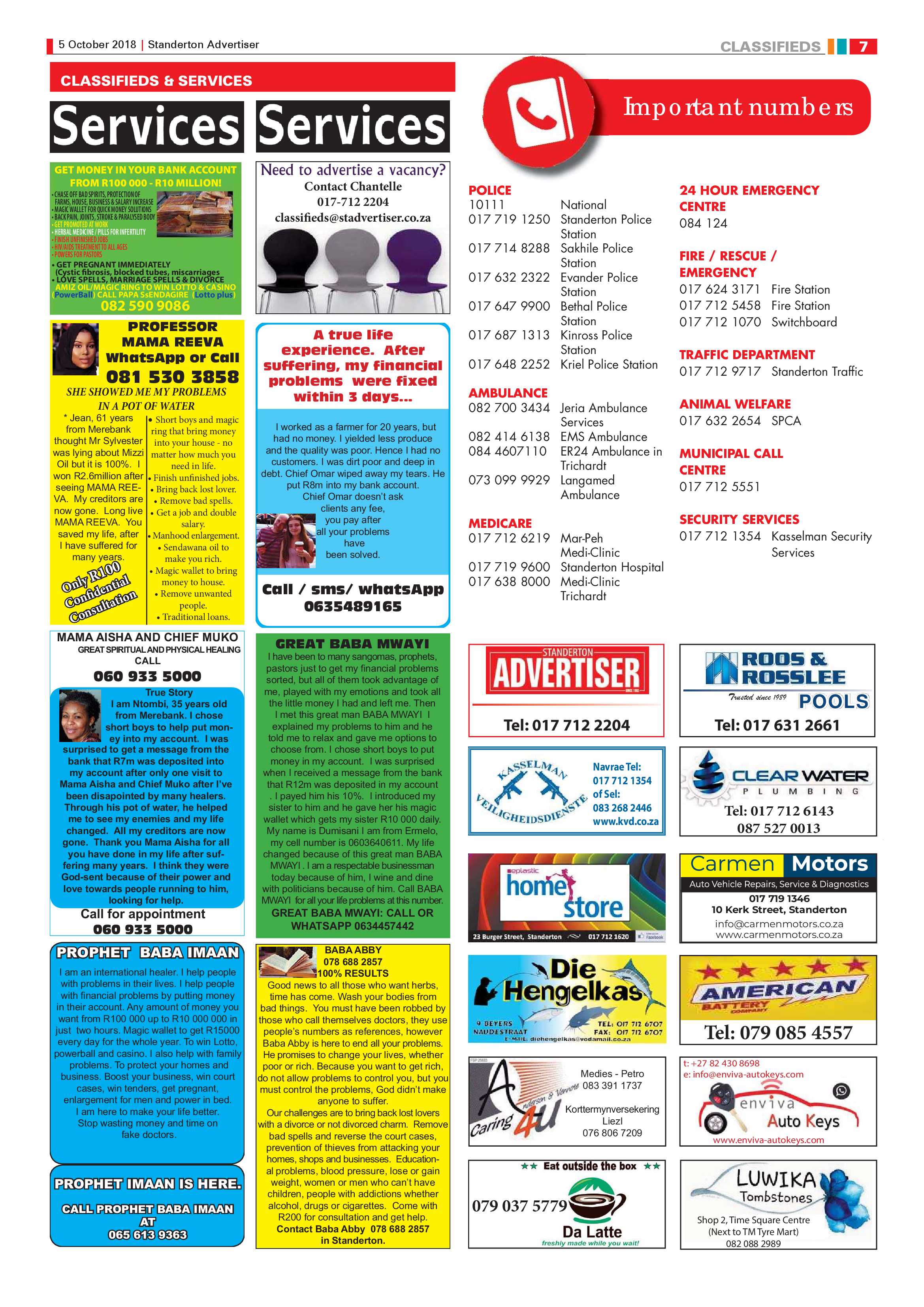 Standerton Advertiser 5 October 2018 page 7
