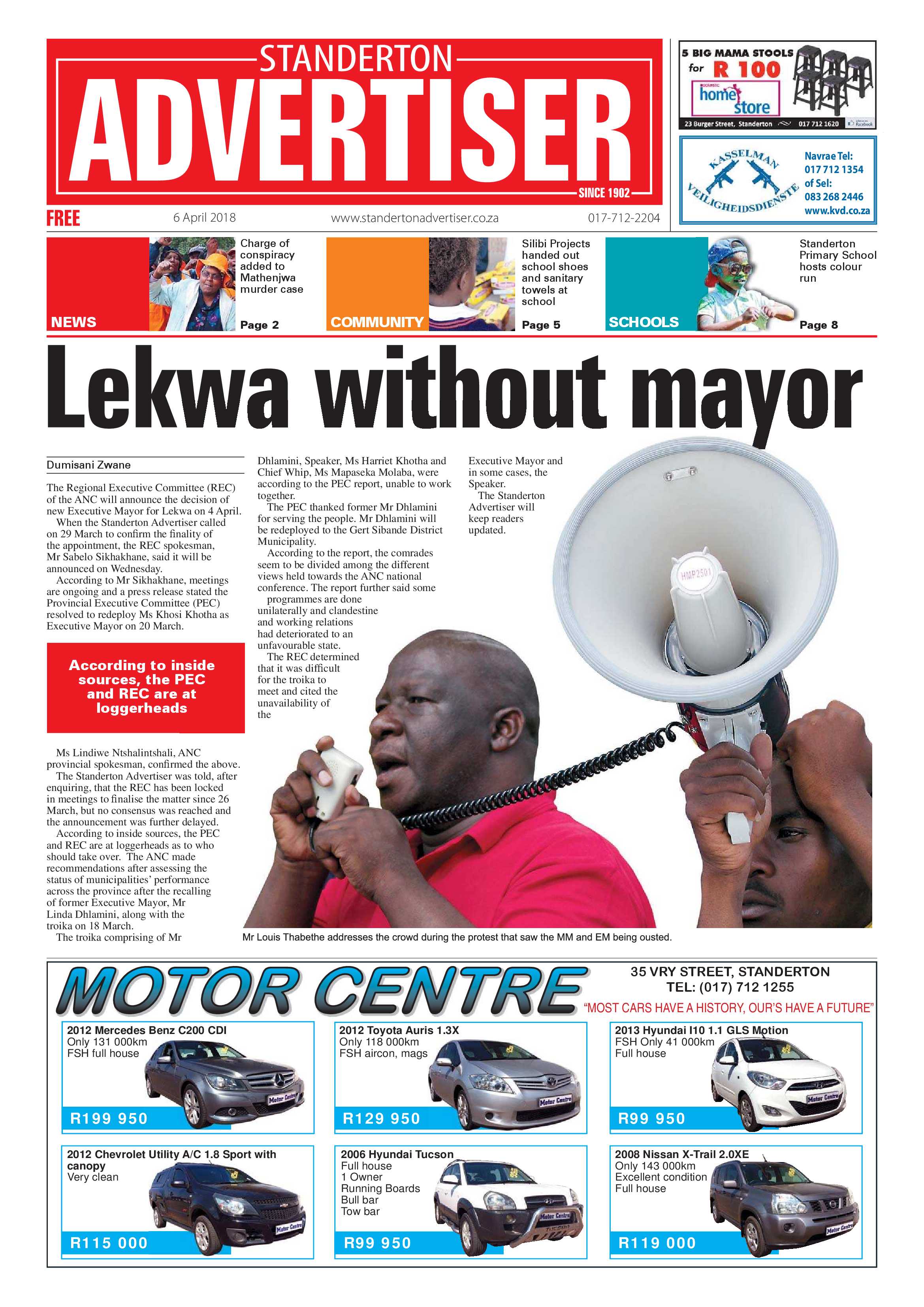 Standerton Advertiser 6 April 2018 page 1
