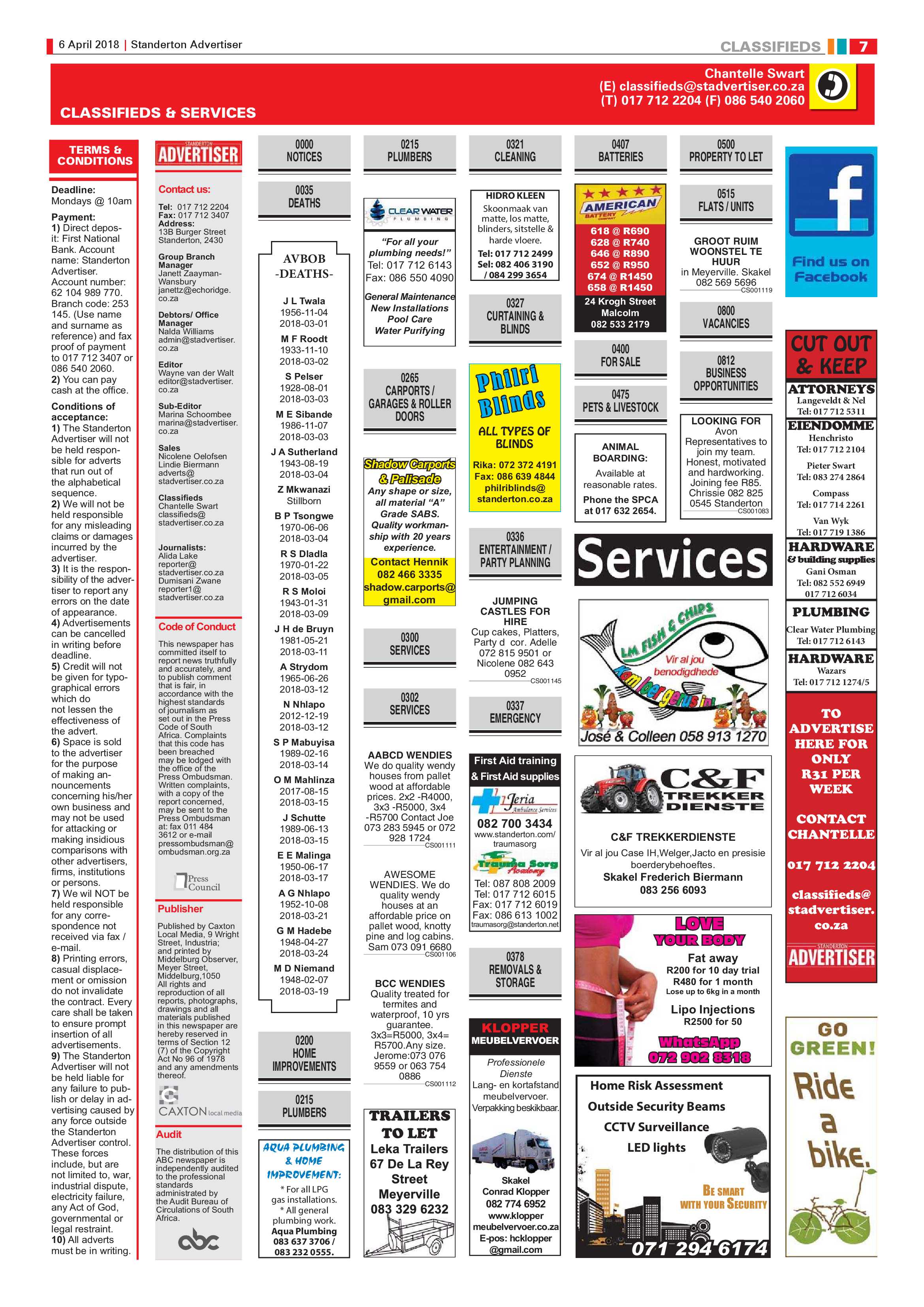 Standerton Advertiser 6 April 2018 page 7