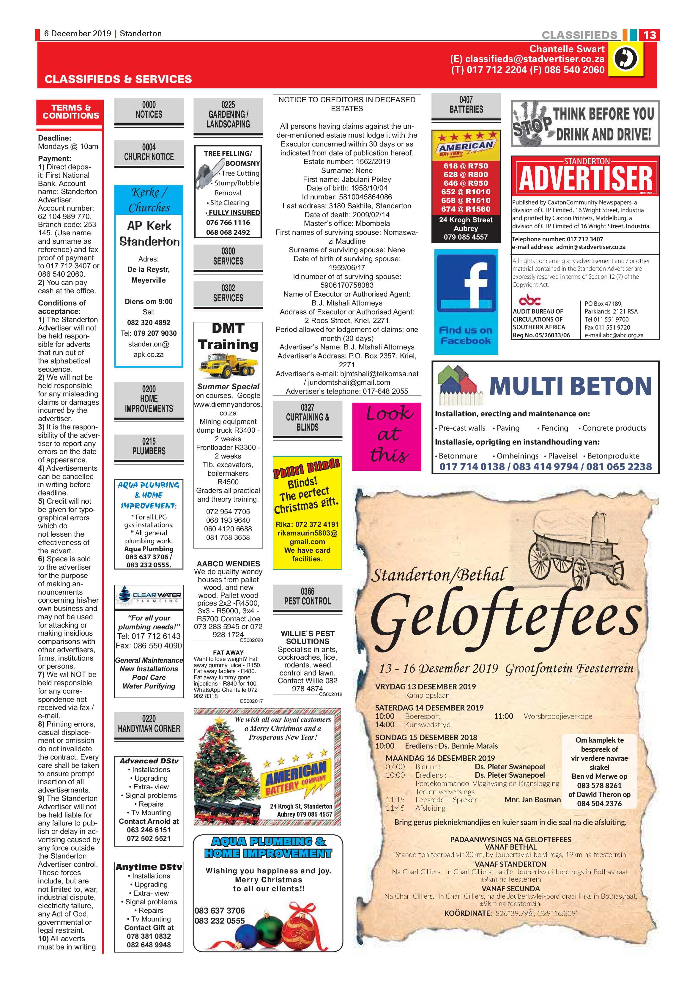 Standerton Advertiser 6 December 2019 page 13
