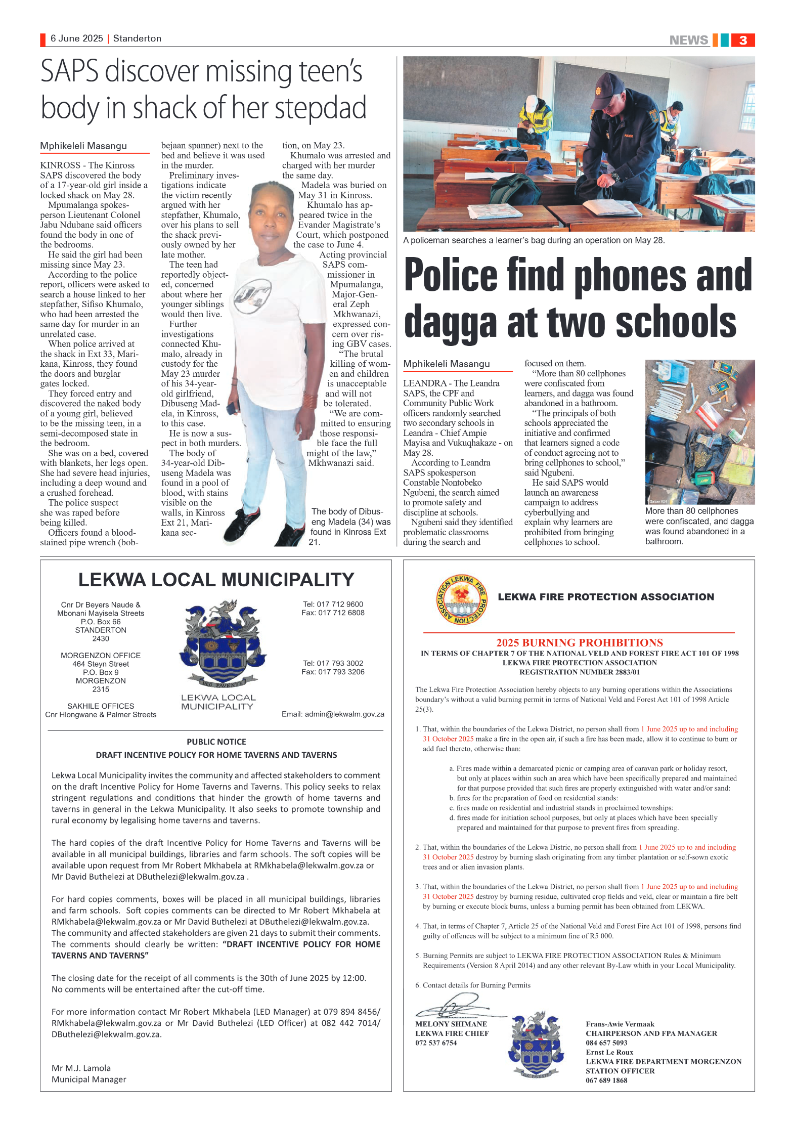 Standerton Advertiser 6 June 2025 page 3