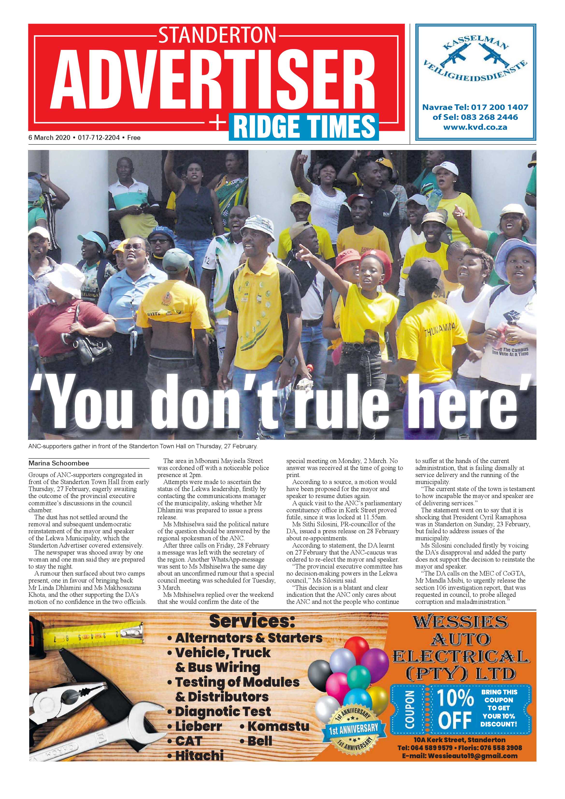 Standerton Advertiser 6 March 2020 page 1