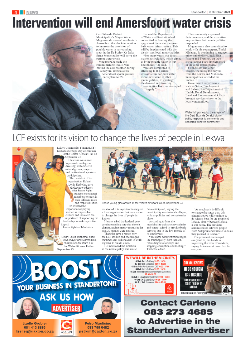 Standerton Advertiser 6  October 2023 page 4