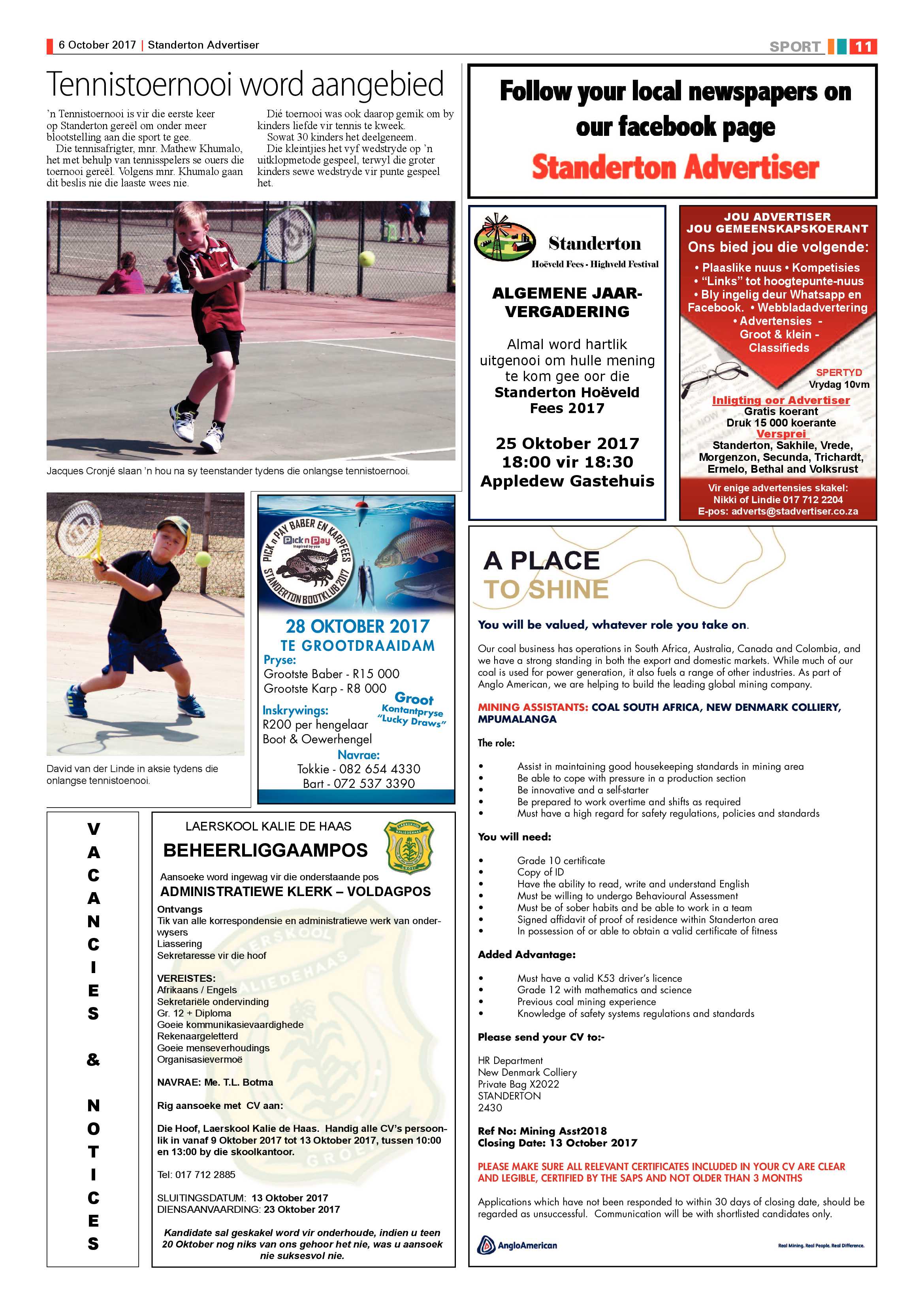 Standerton Advertiser 6 October 2017 page 11