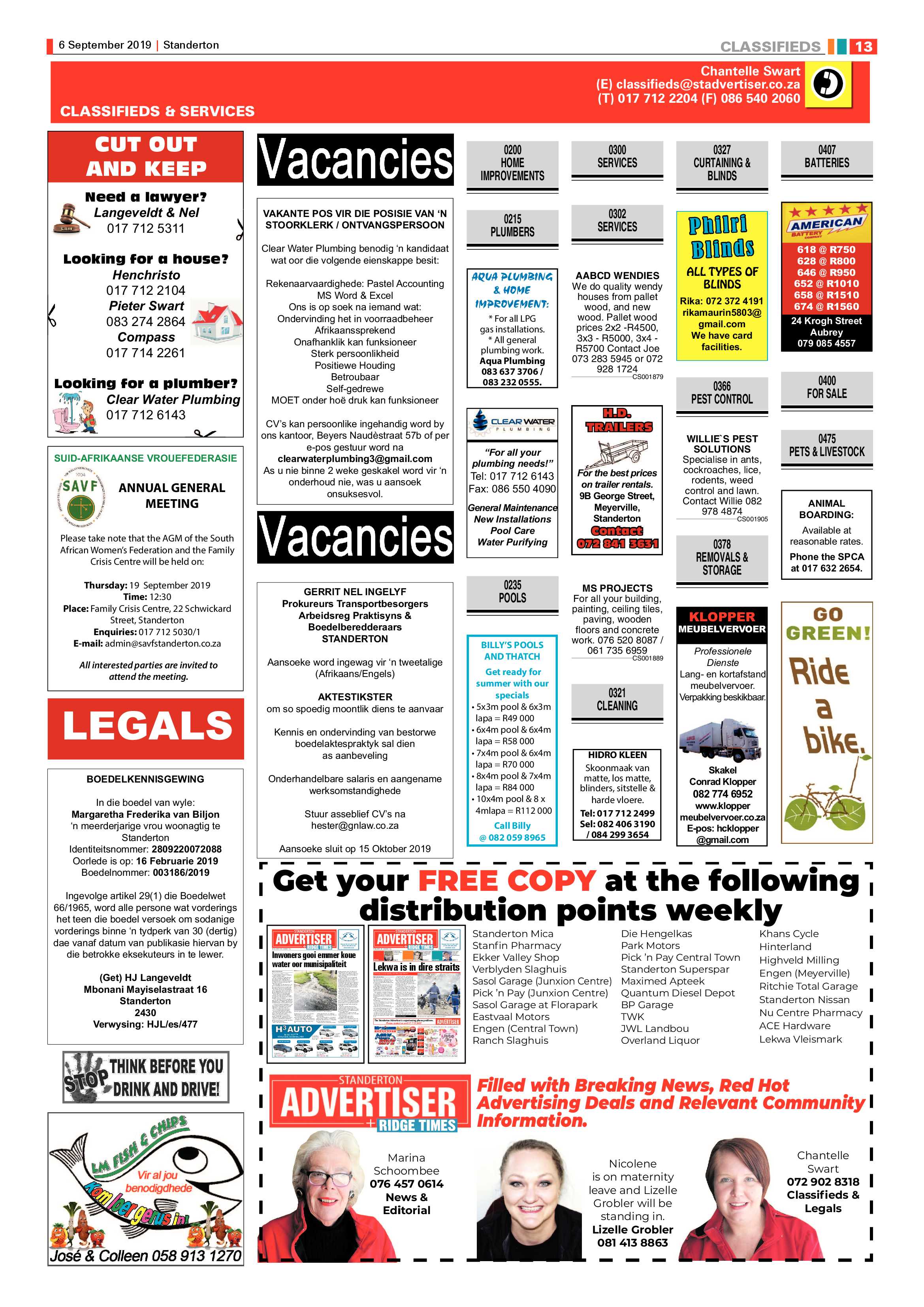 Standerton Advertiser 6 September 2019 page 13
