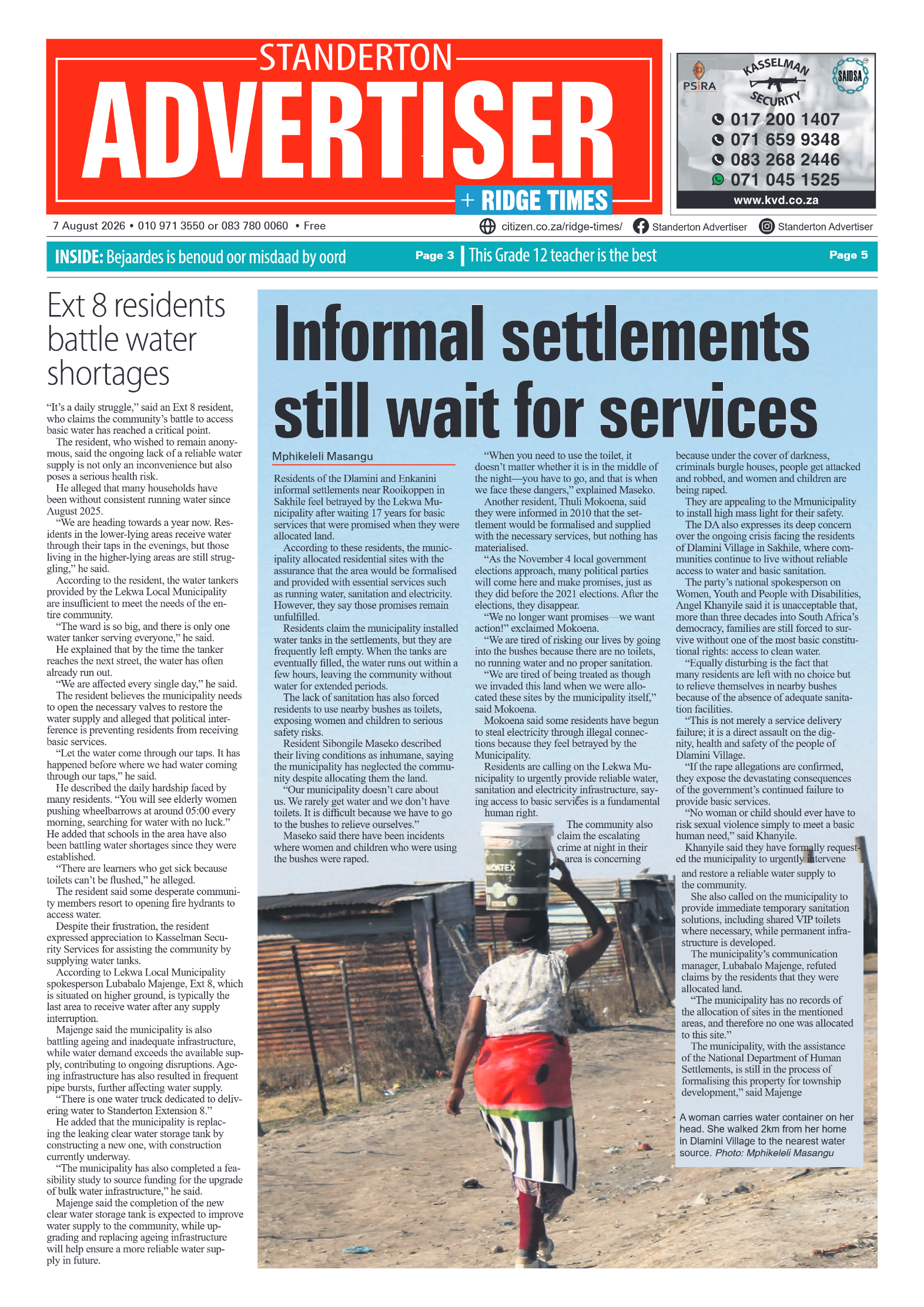 Standerton Advertiser 7 August 2026 page 1