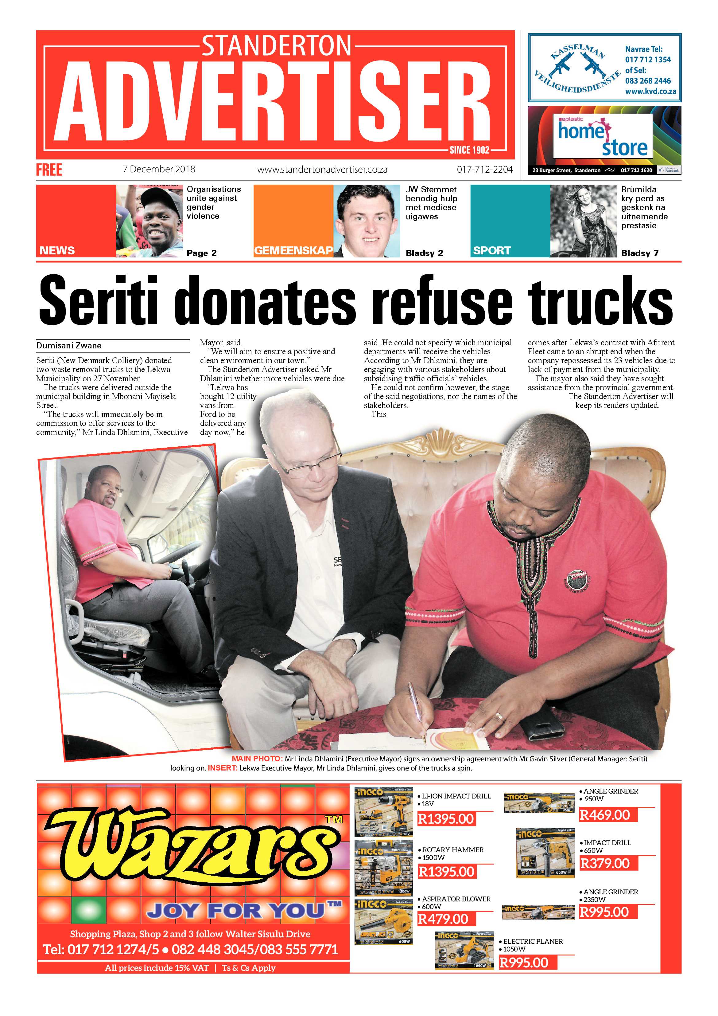 Standerton Advertiser 7 December 2018 page 1