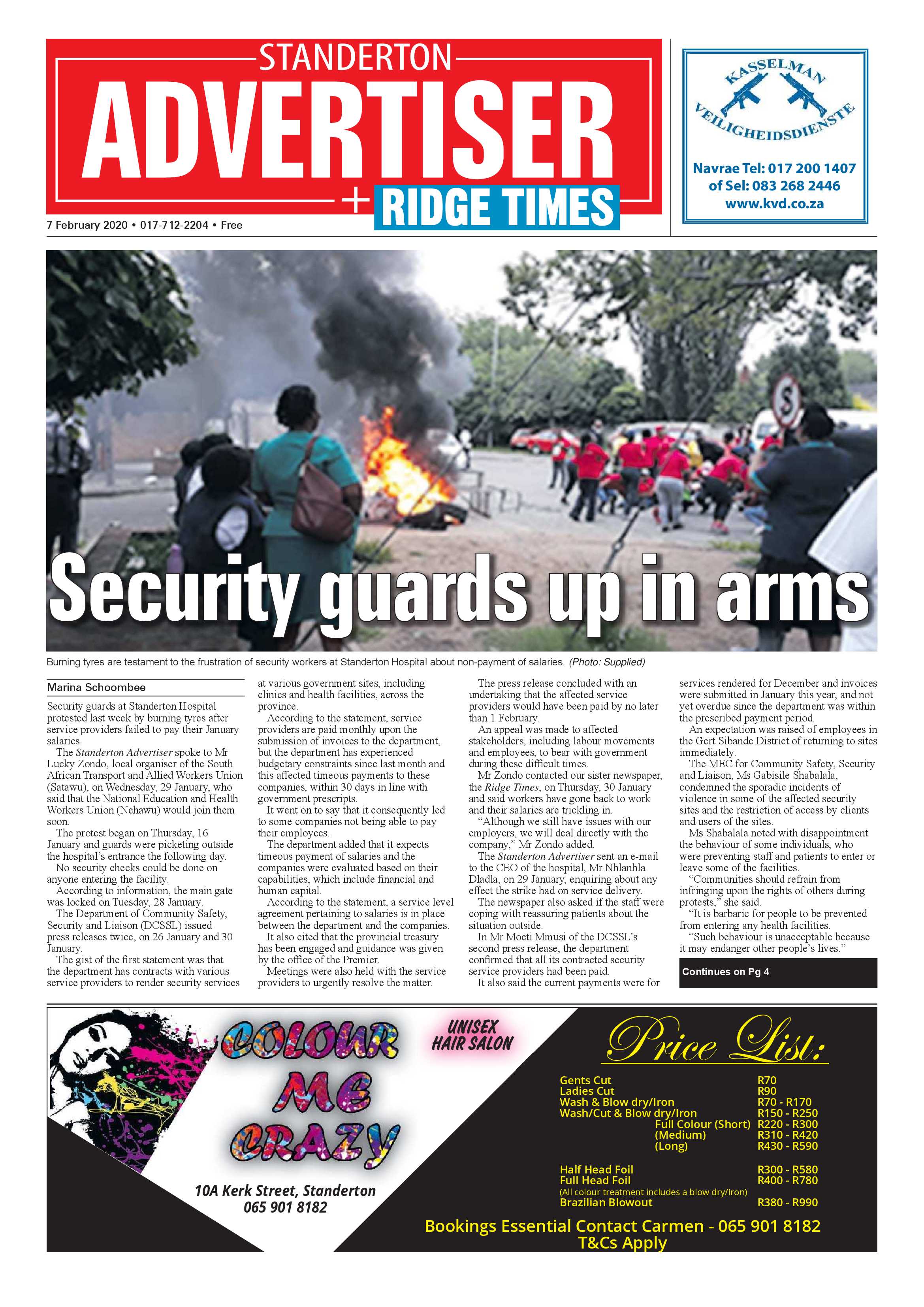 Standerton Advertiser 7 February 2020 page 1