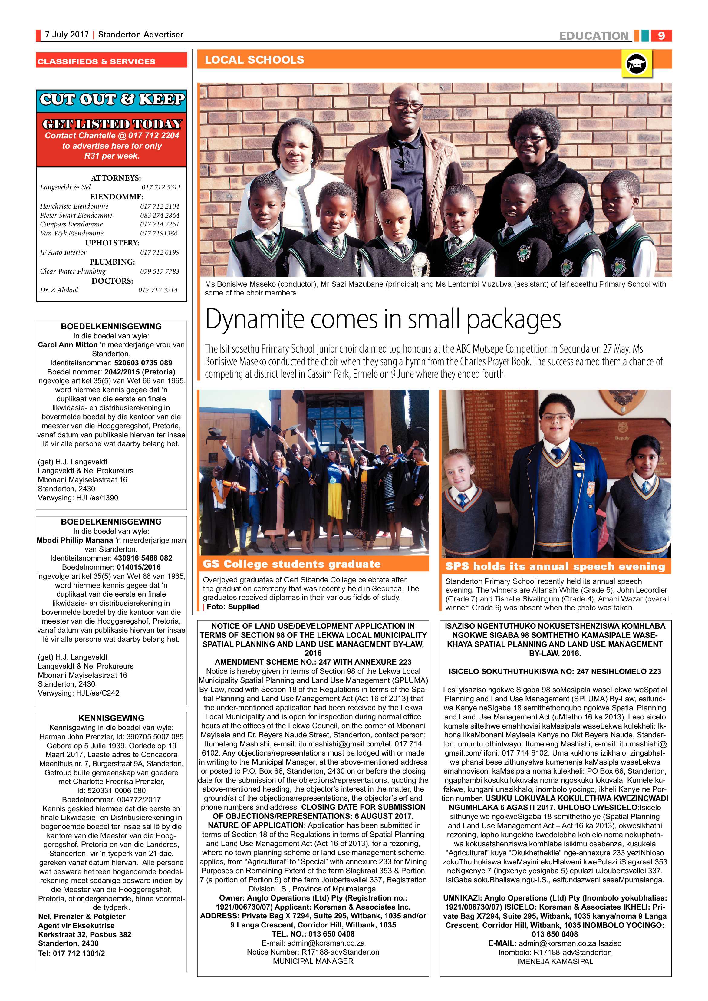 Standerton Advertiser 7 July 2017 page 9