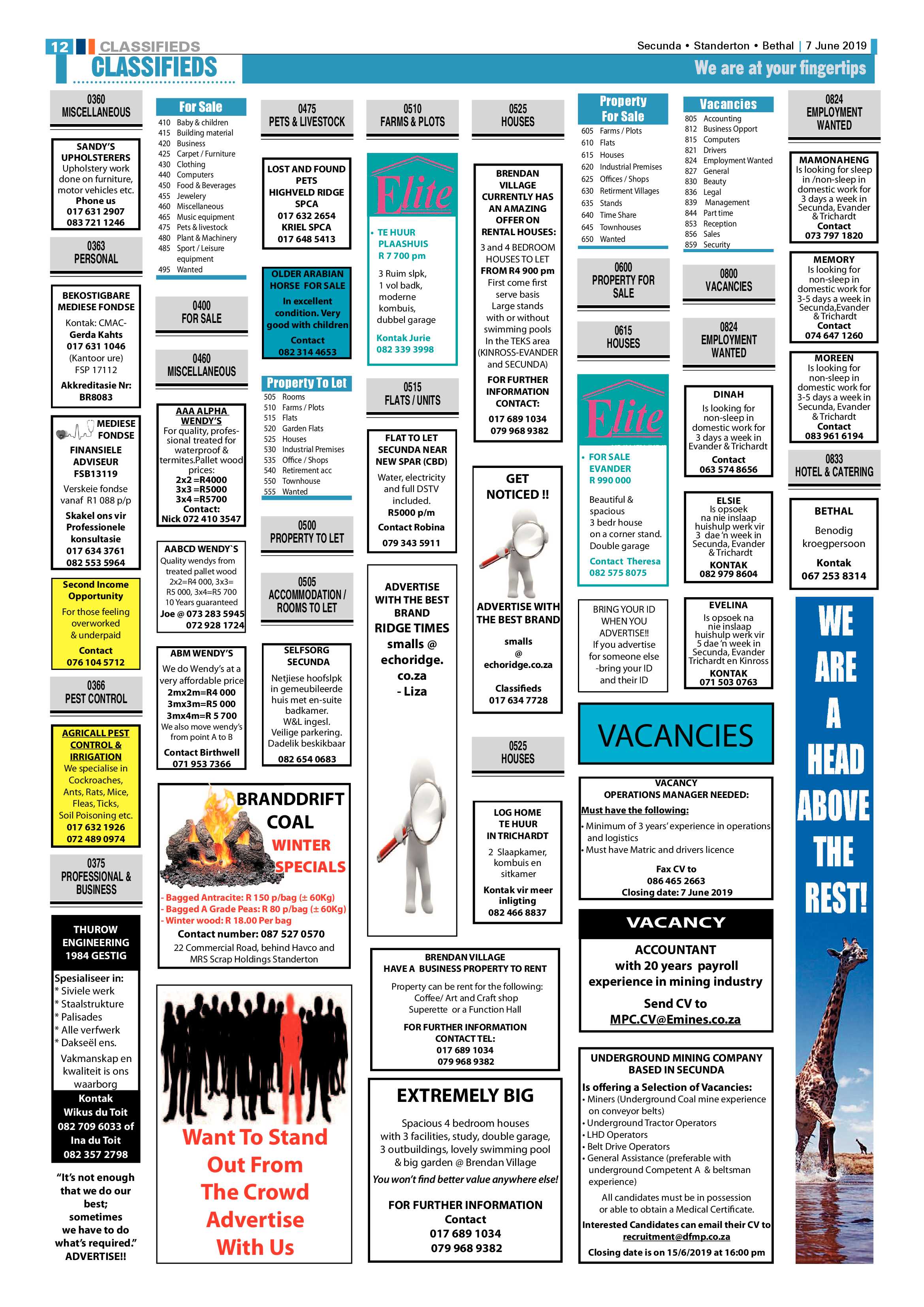 Standerton Advertiser 7 June 2019 page 16
