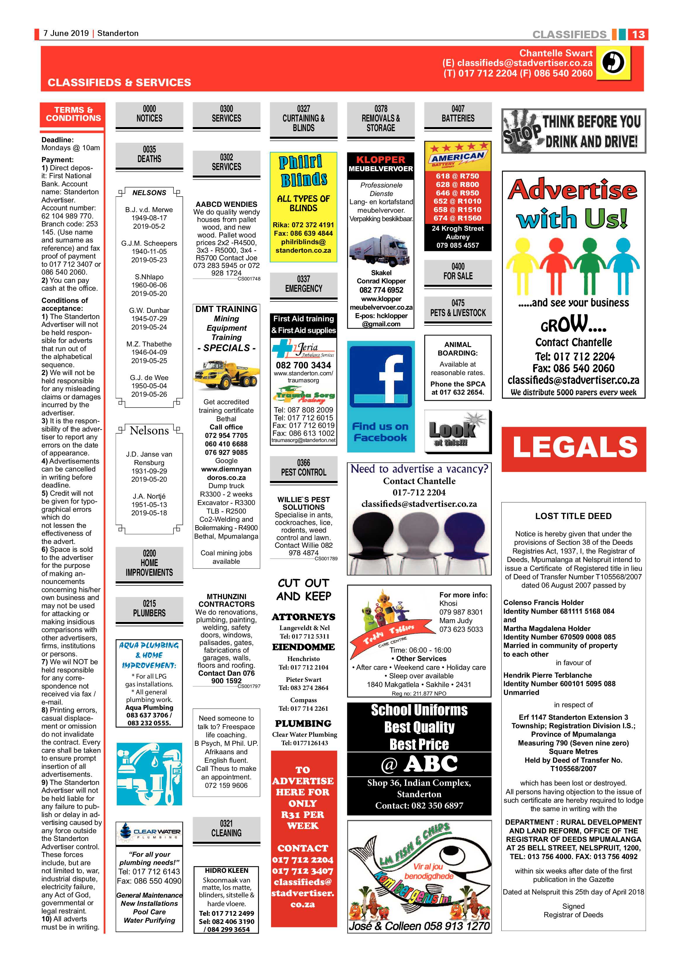 Standerton Advertiser 7 June 2019 page 21