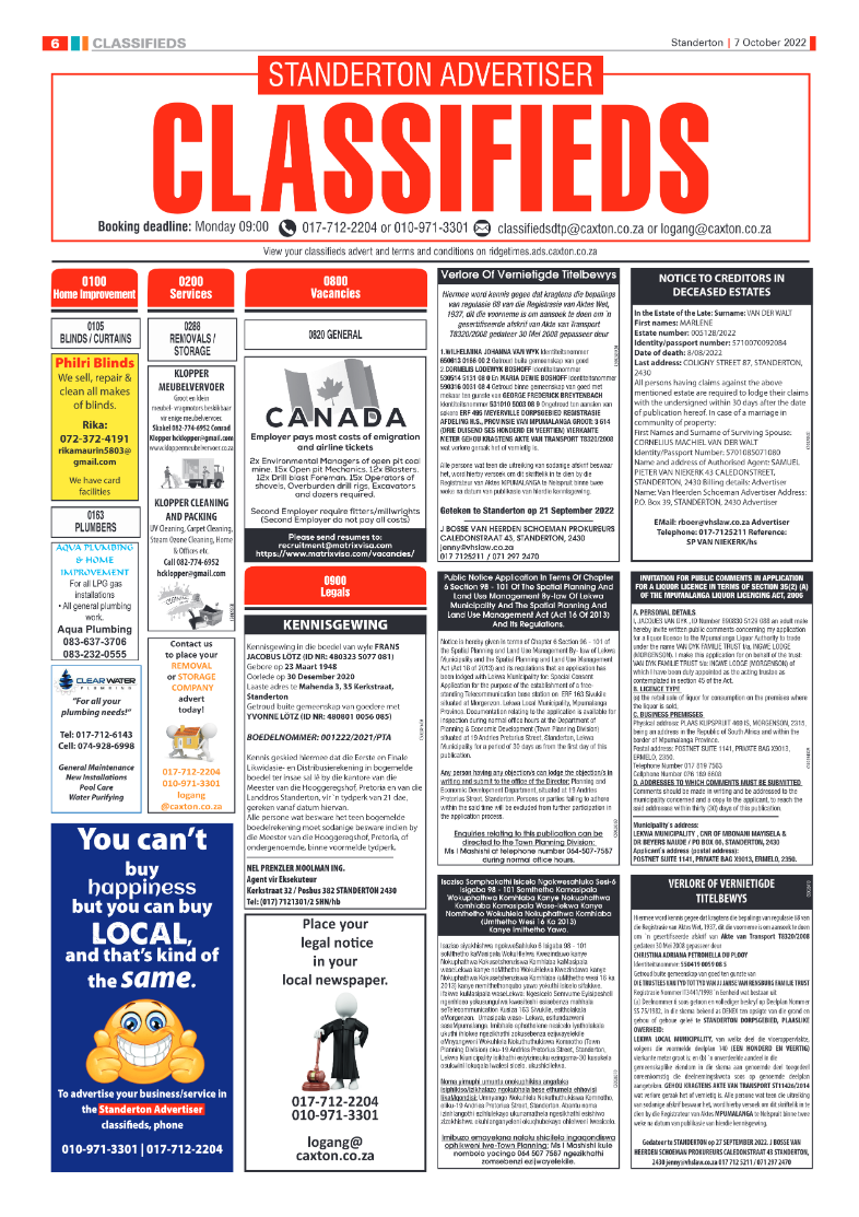 Standerton Advertiser 7 October 2022 page 6
