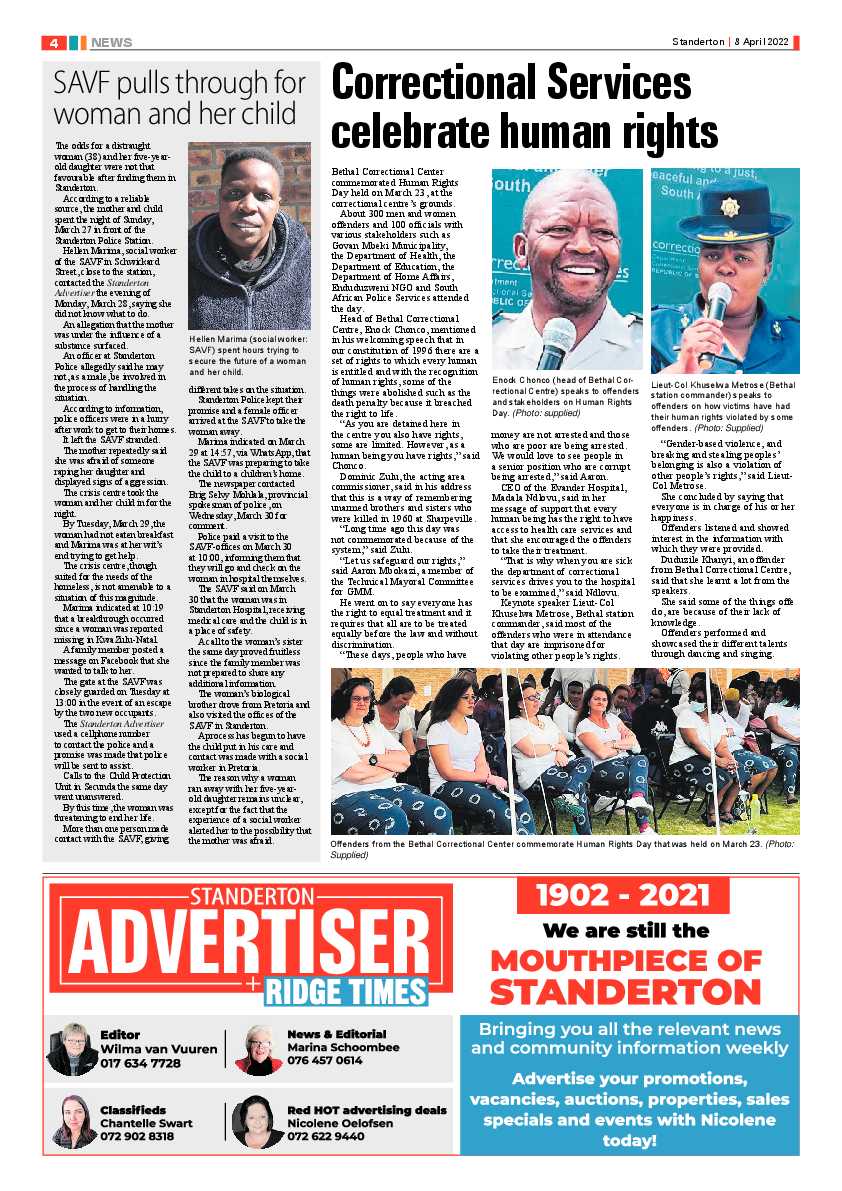 Standerton Advertiser 8 April 2022 page 4