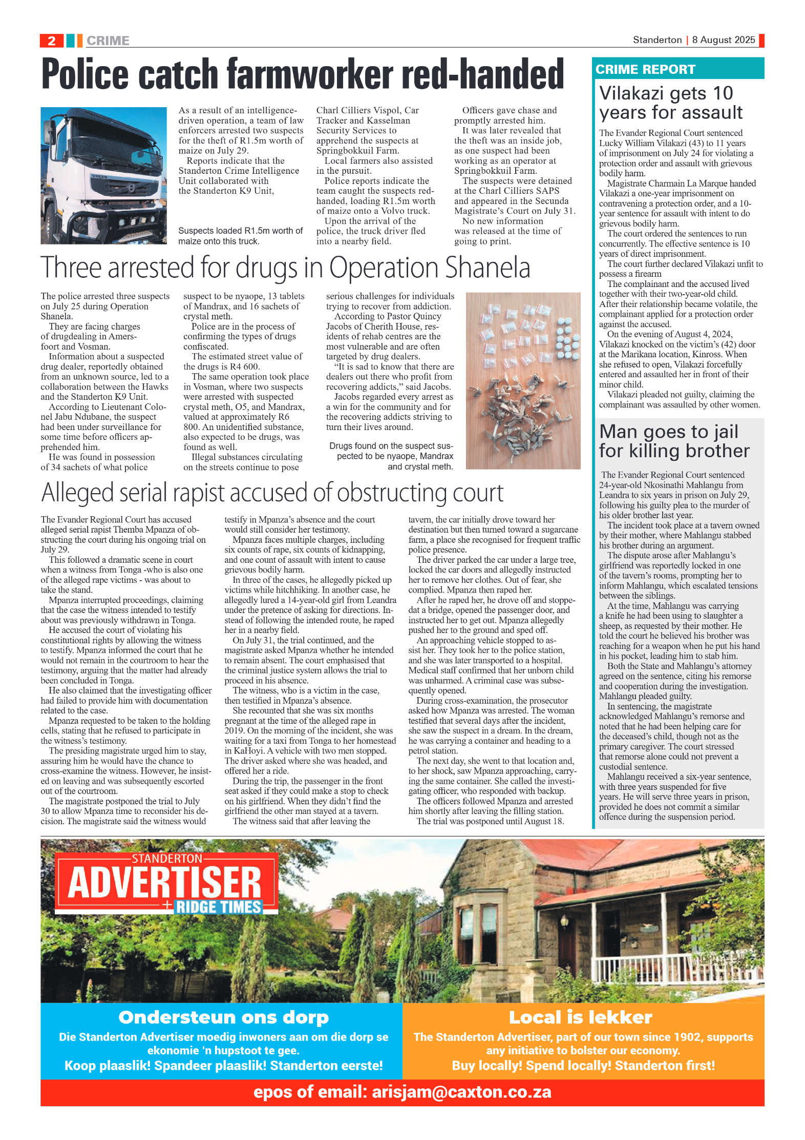 Standerton Advertiser 8 August 2025 page 2