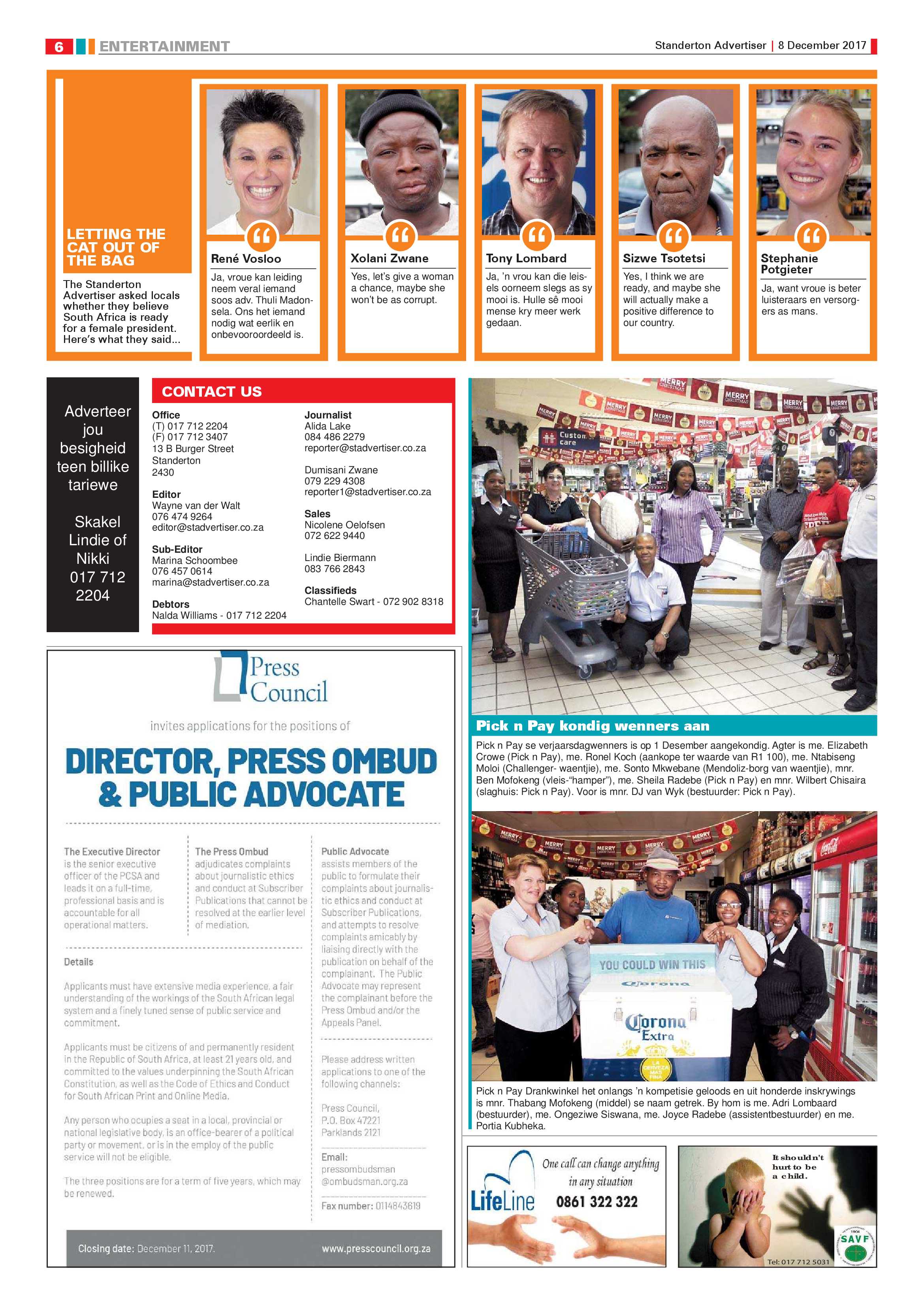 Standerton Advertiser 8 December 2017 page 6