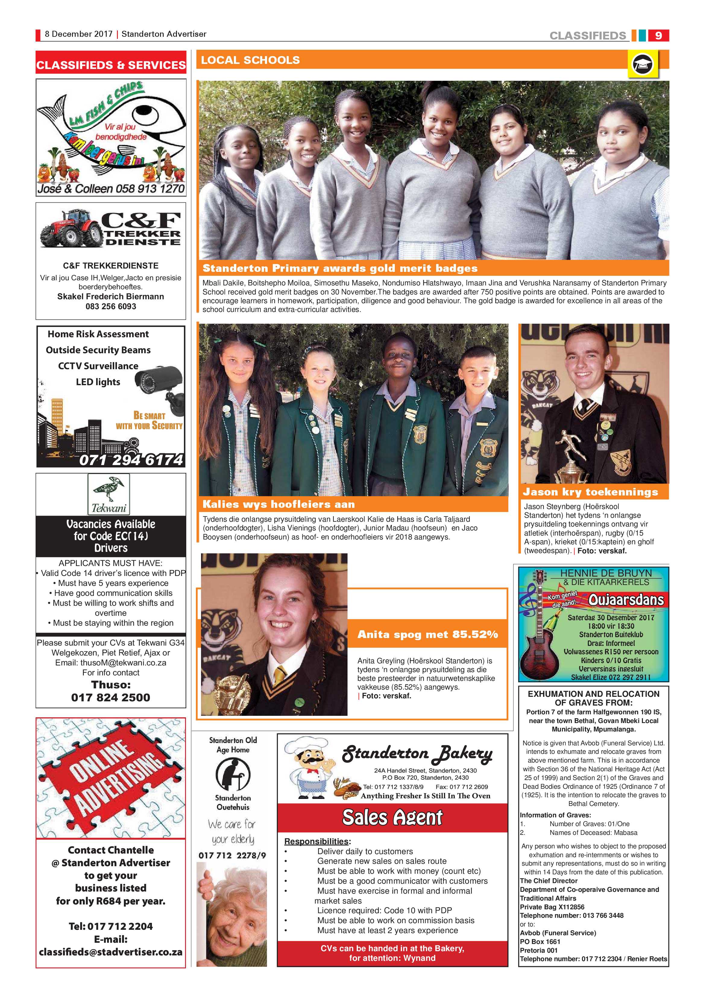 Standerton Advertiser 8 December 2017 page 9
