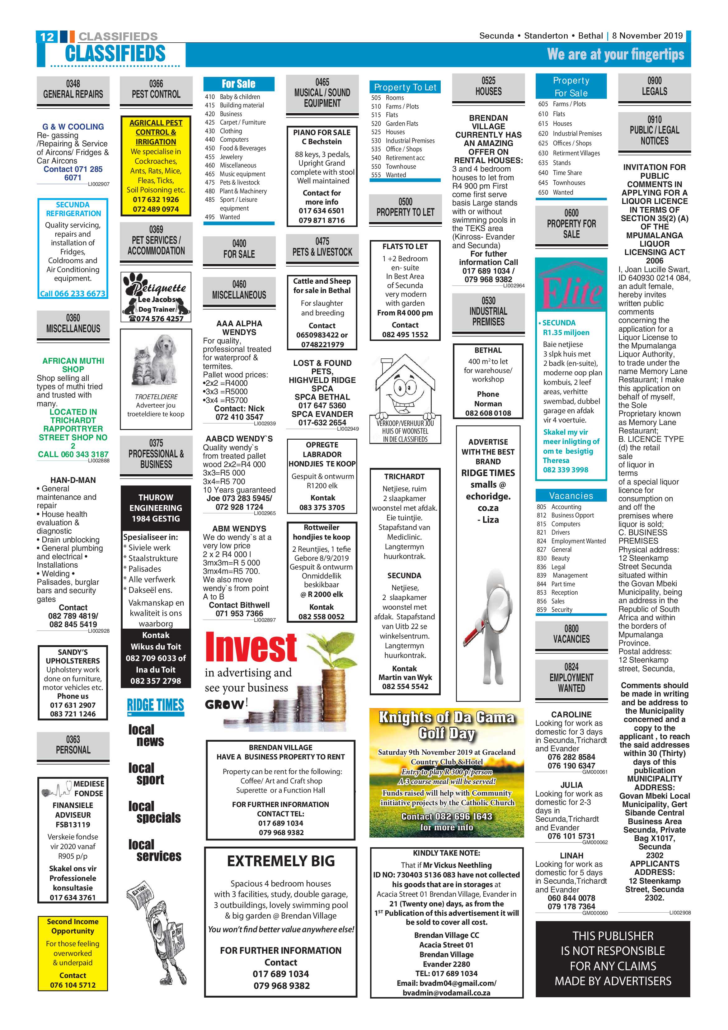 Standerton Advertiser 8 November 2019 page 12