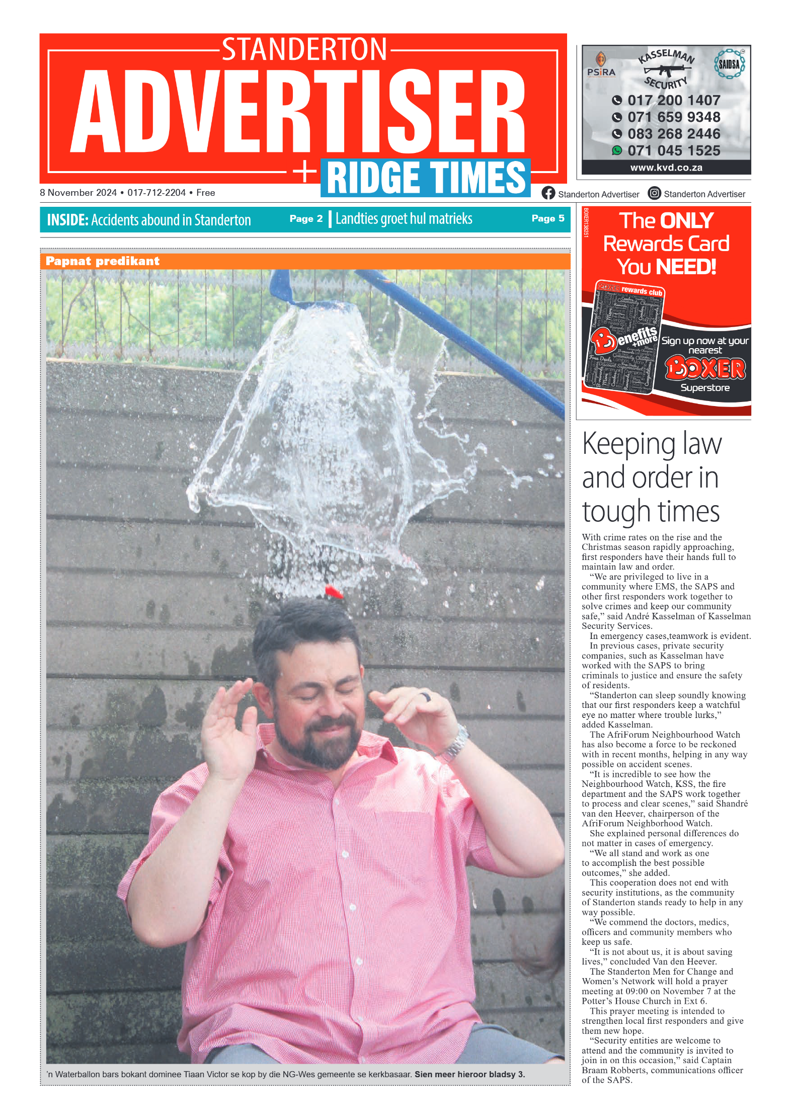 Standerton Advertiser 8 November 2024 page 1