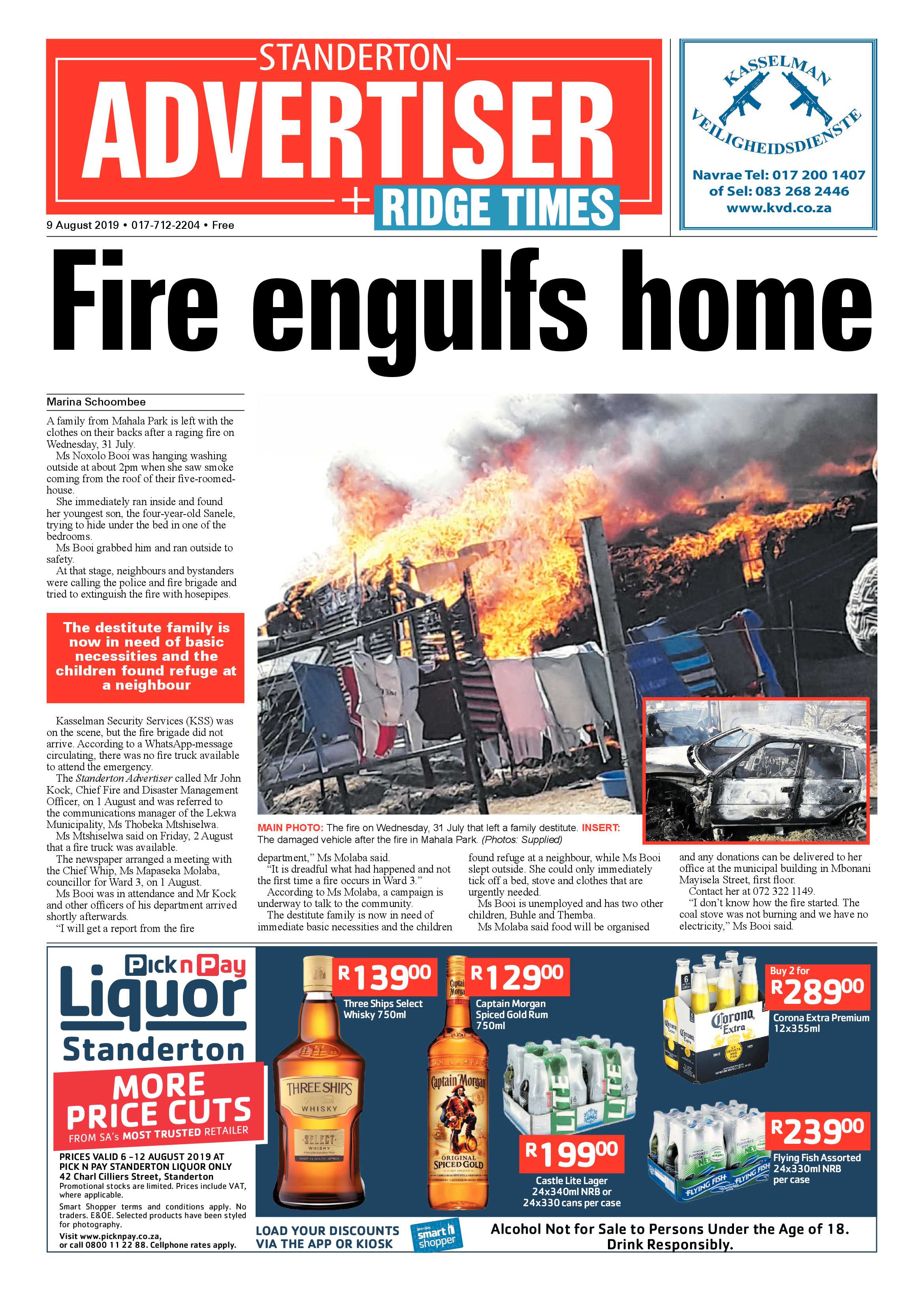 Standerton Advertiser 9 August 2019 page 1