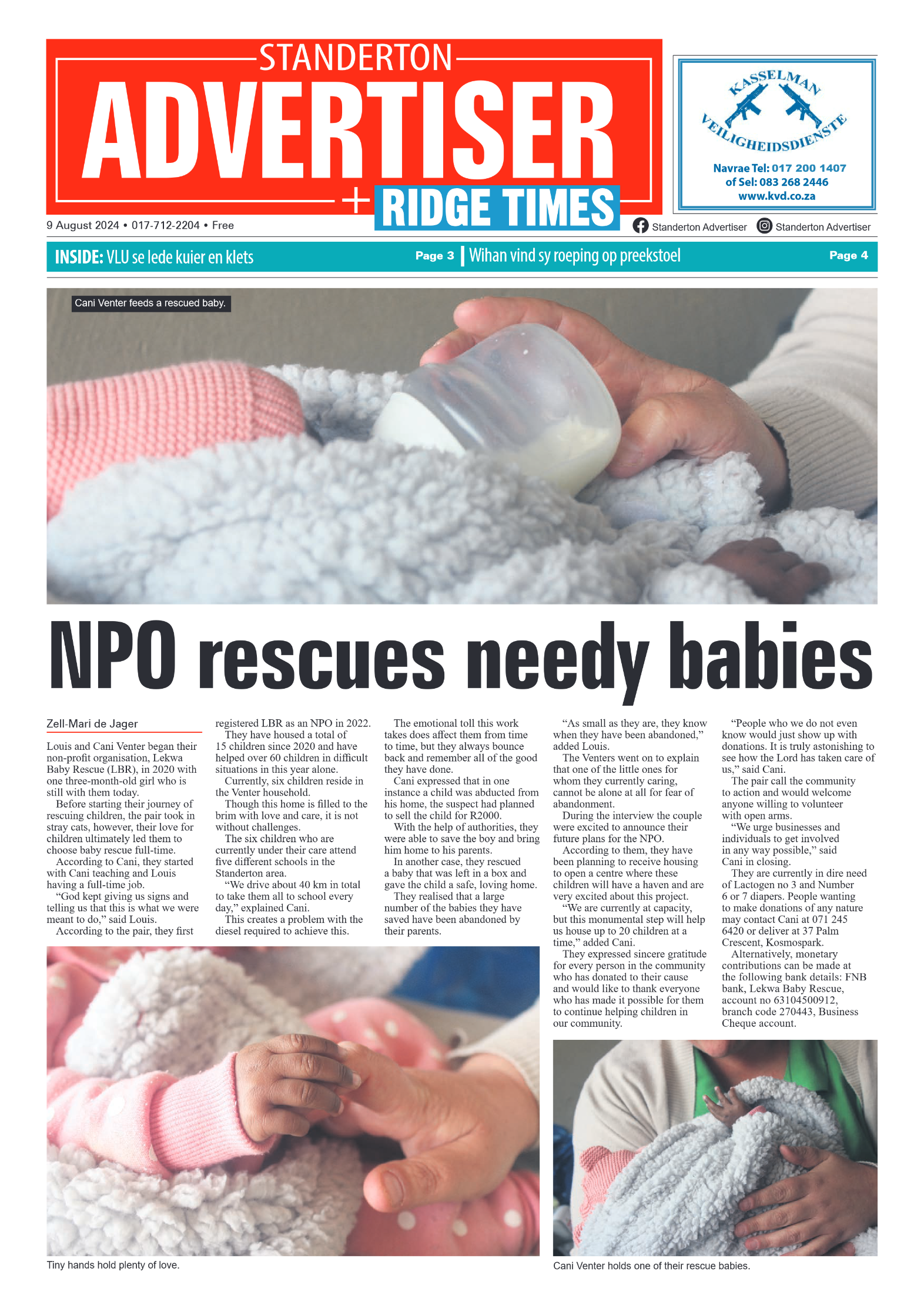 Standerton Advertiser 9 August 2024 page 1