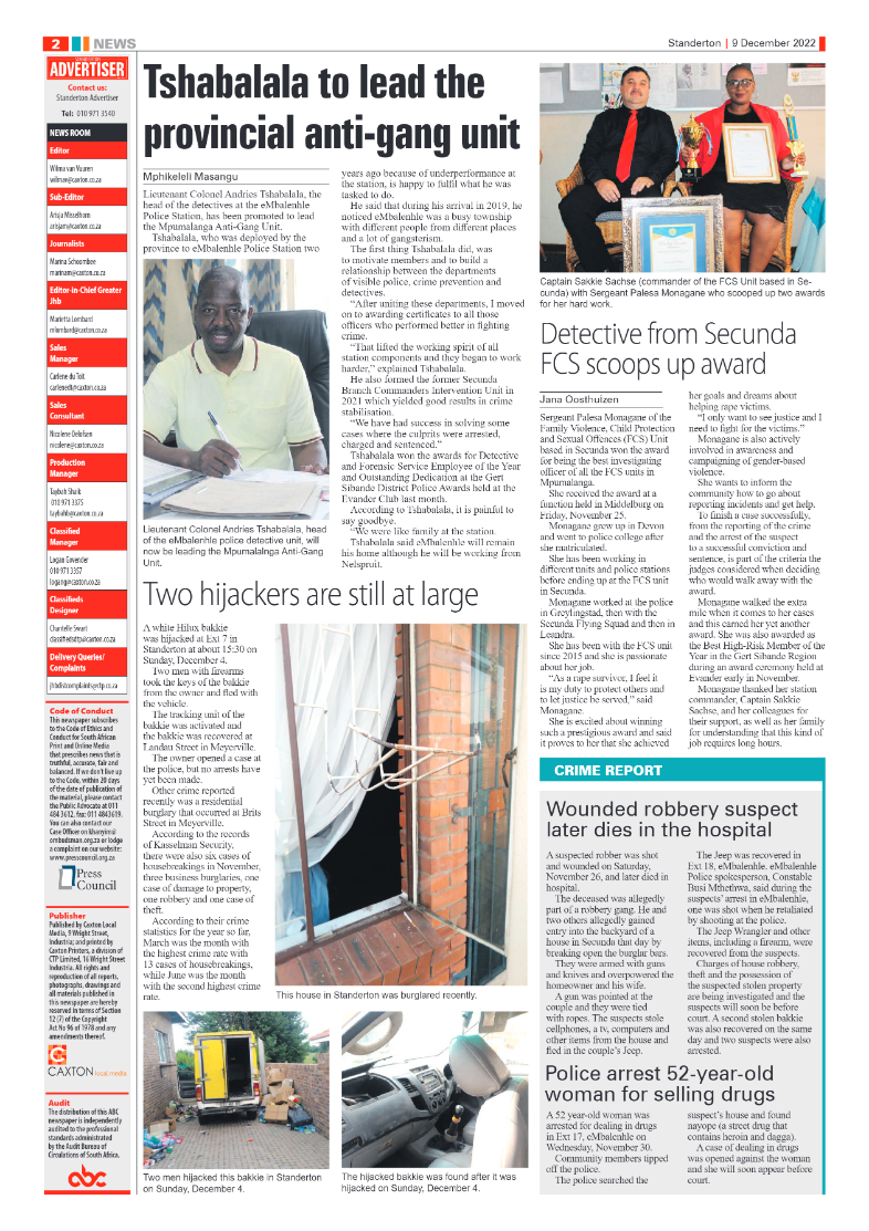 Standerton Advertiser 9 Dec 2022 page 2