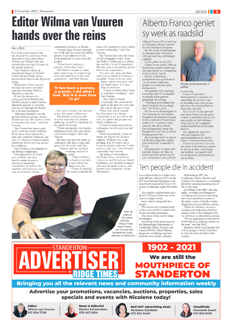 Standerton Advertiser 9 Dec 2022 page 3